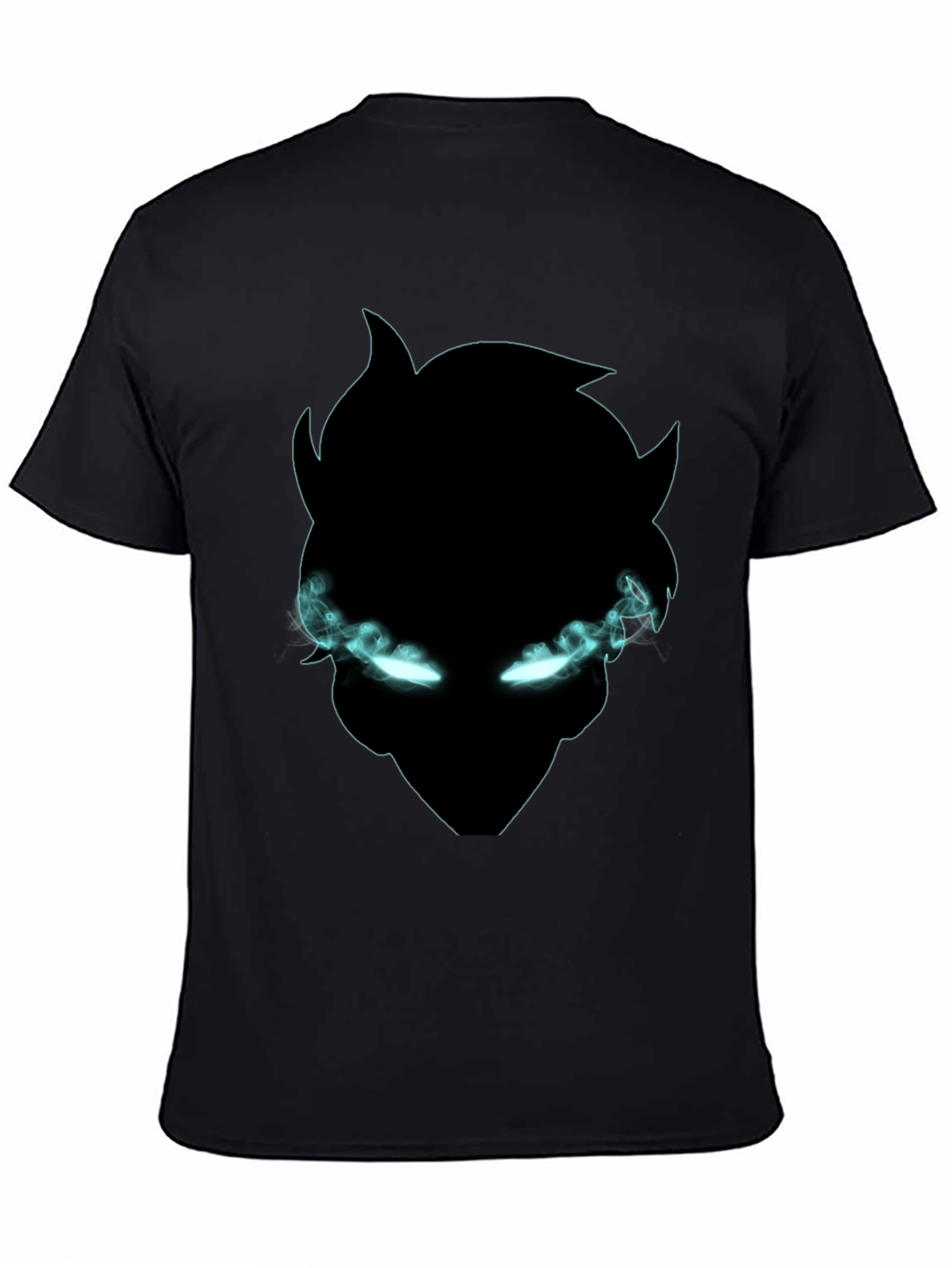 Black Black Graphic Tee: Mystical Glowing Eyes Design view 4