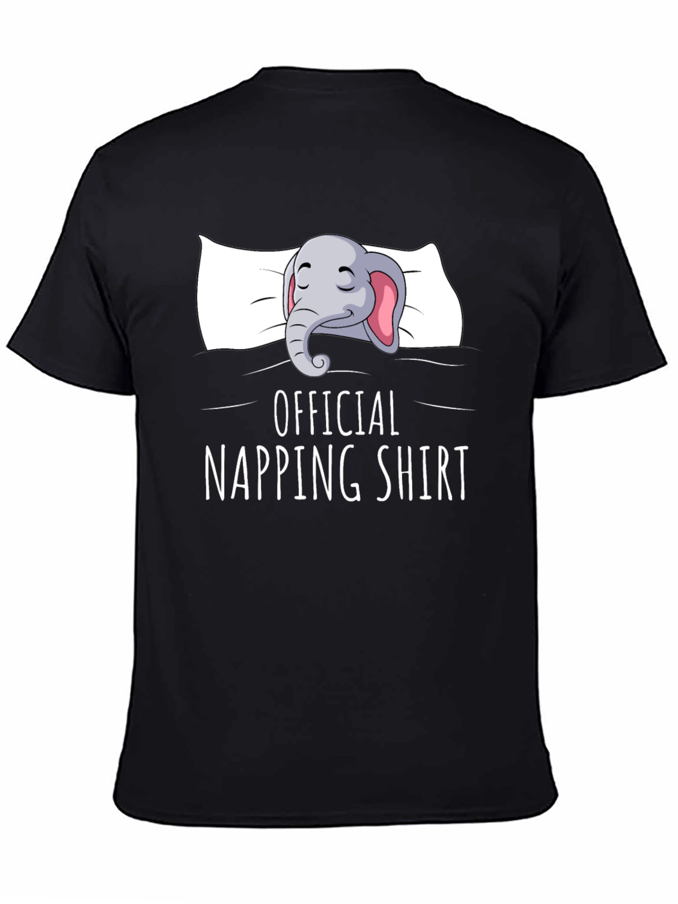 Black Official Napping Shirt - Elephant Cartoon Print view 4