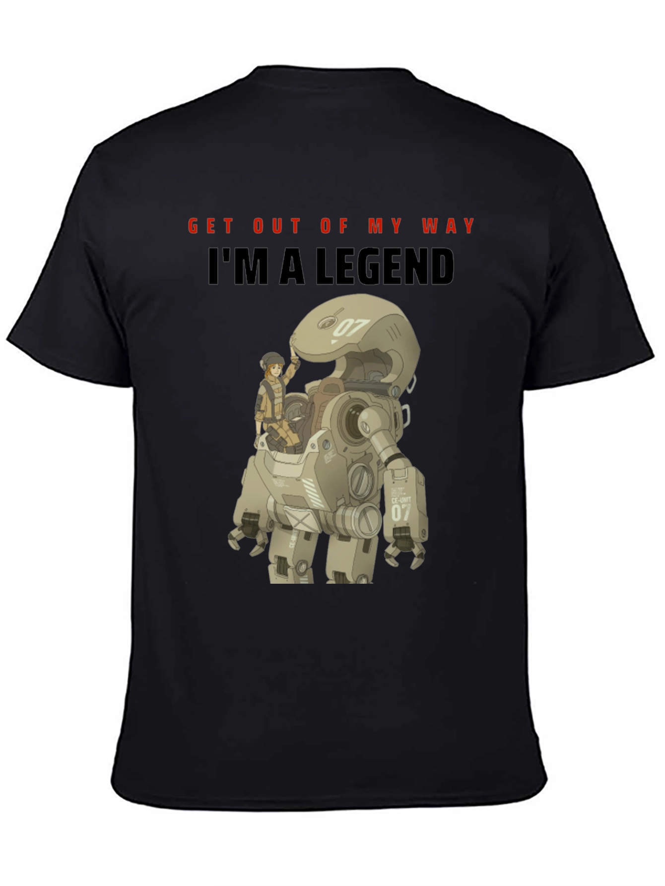 Black I'm A Legend Robot T-Shirt - Unique Graphic Tee view 4