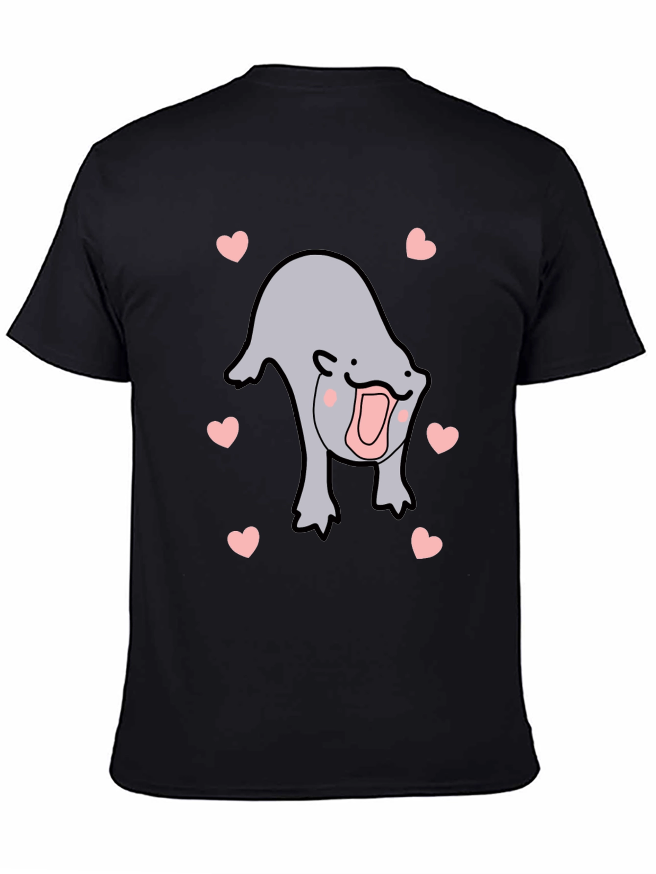 Black Cute Otter Heart Black T-Shirt view 4