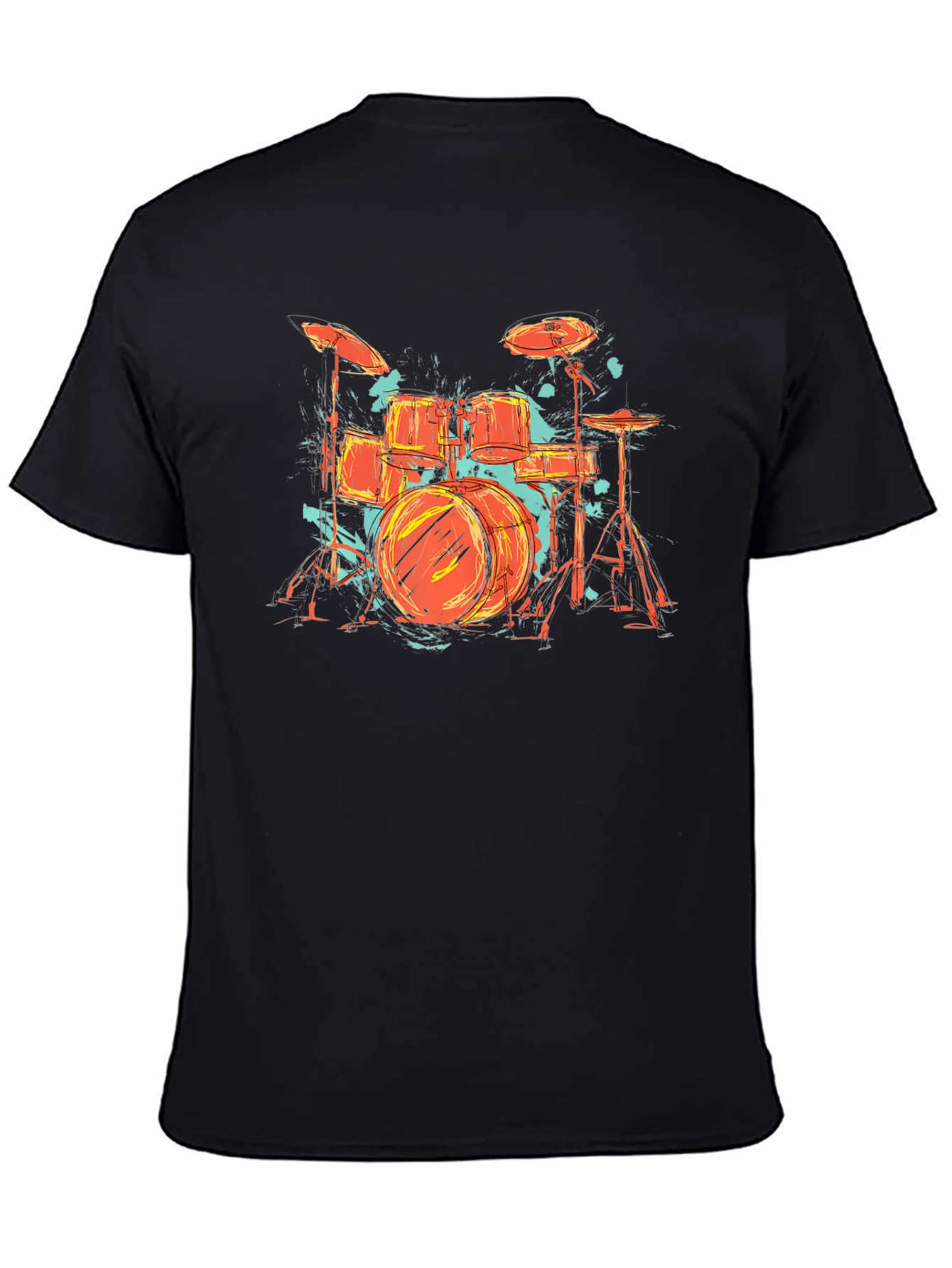 Black Drum Set Graphic Tee - Band Lover's Black T-Shirt view 4
