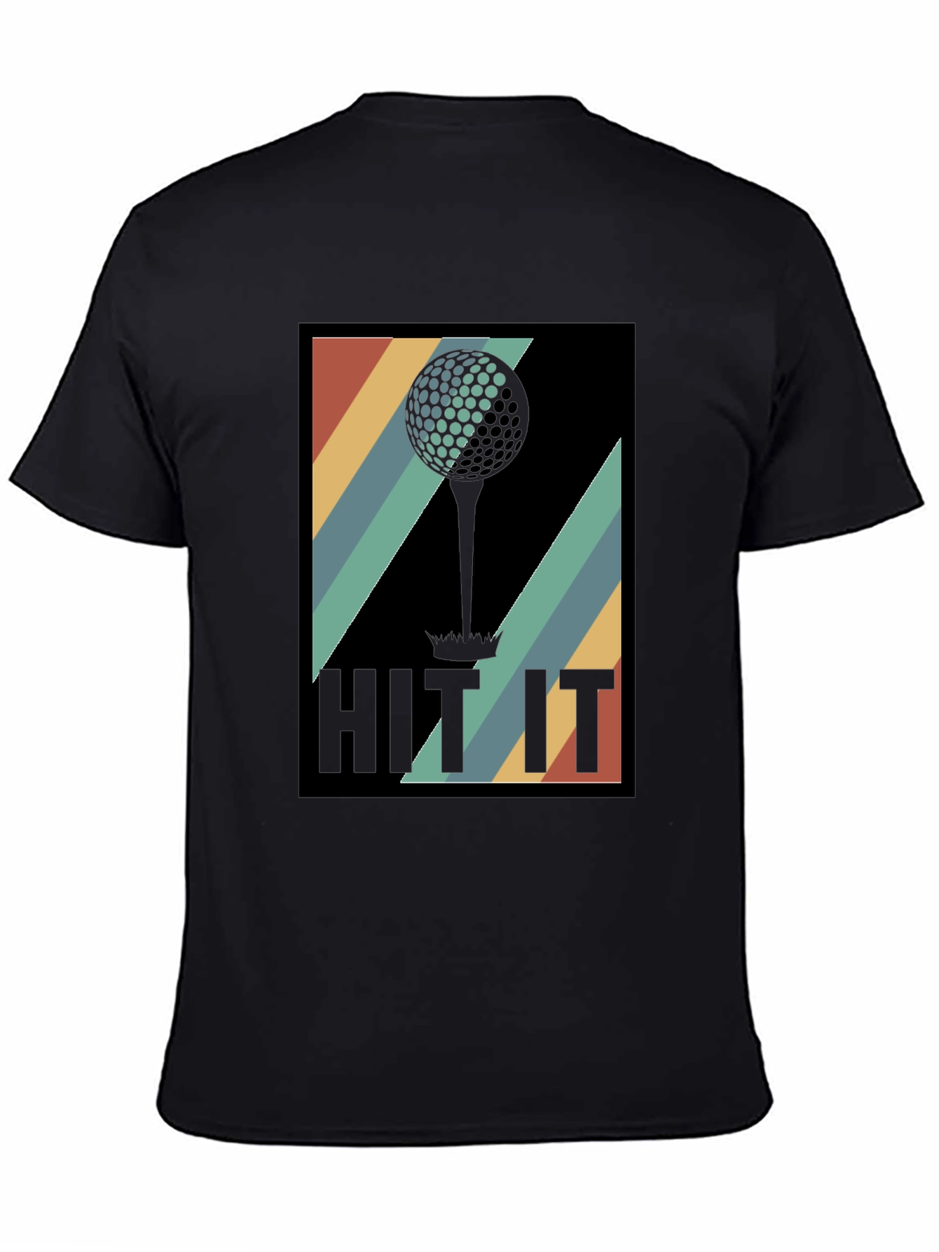 Black Retro Golf Ball Tee T-Shirt - Hit It! view 4