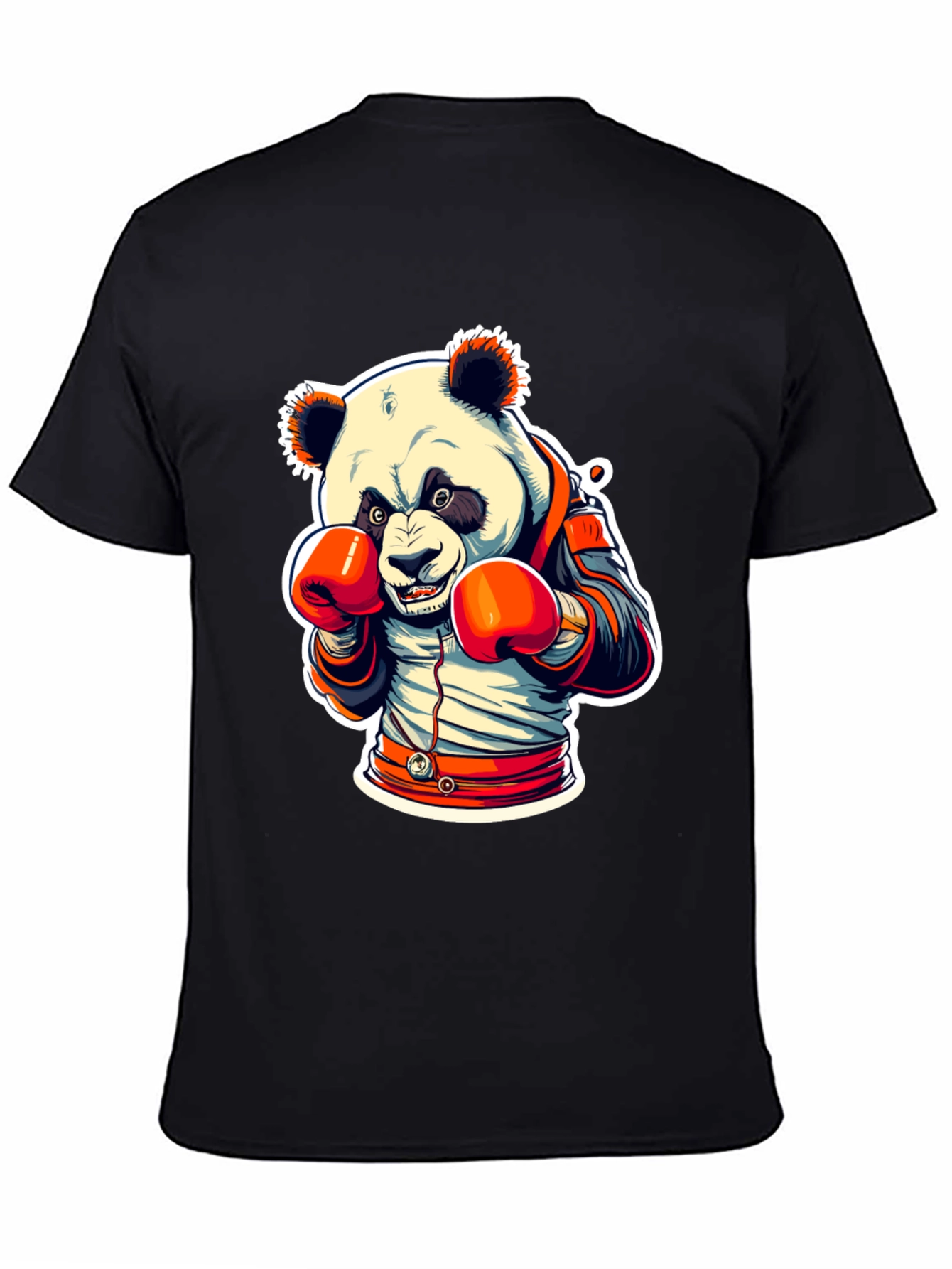 Black Panda Boxer Graphic Tee - Black Cotton Blend view 4