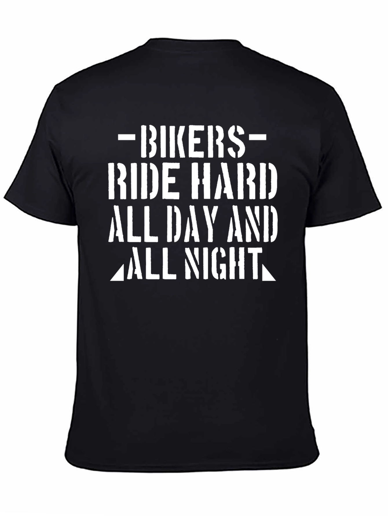 Biker Ride Hard T-Shirt - All Day All Night Black Cotton Tee - 4