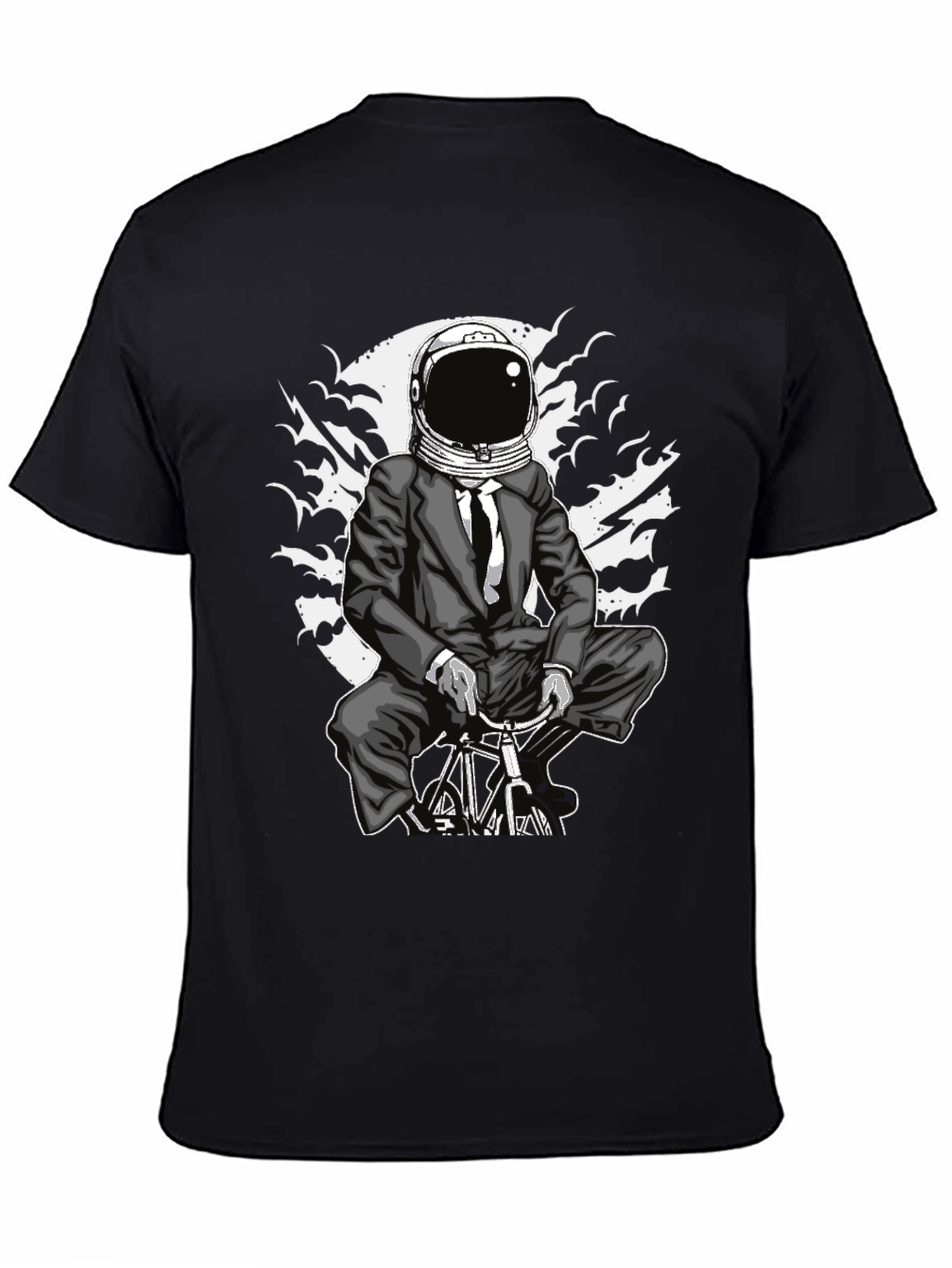 Black Astronaut Biker Black T-Shirt - Unique Graphic Tee view 4