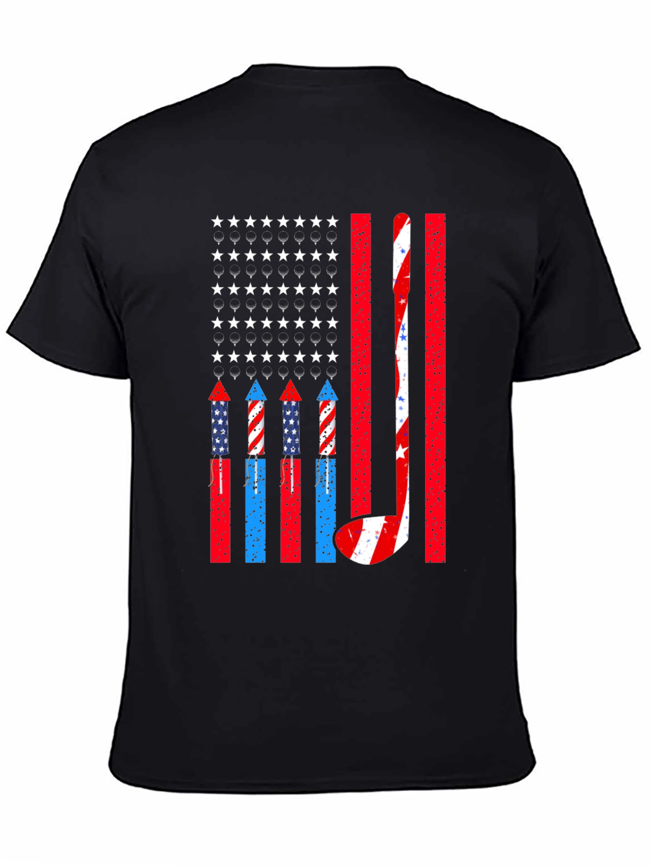 Black Patriotic Hockey USA Flag T-Shirt view 4