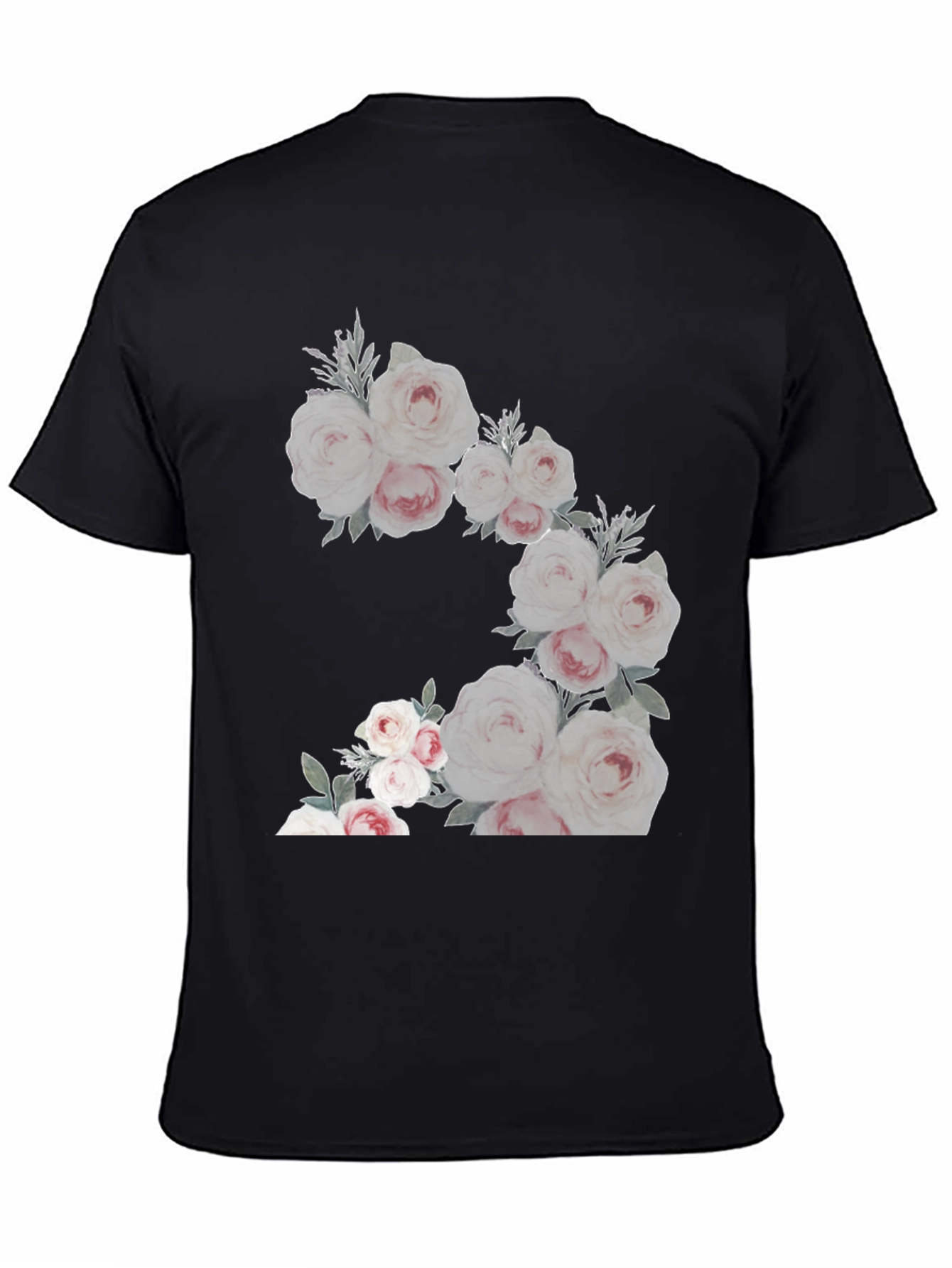 Black Floral Graphic Tee - Black Cotton Blend view 4
