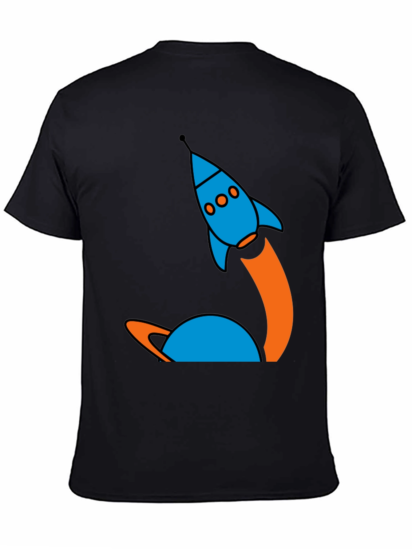 Black Retro Rocket Launch Graphic Tee - Black Cotton view 4