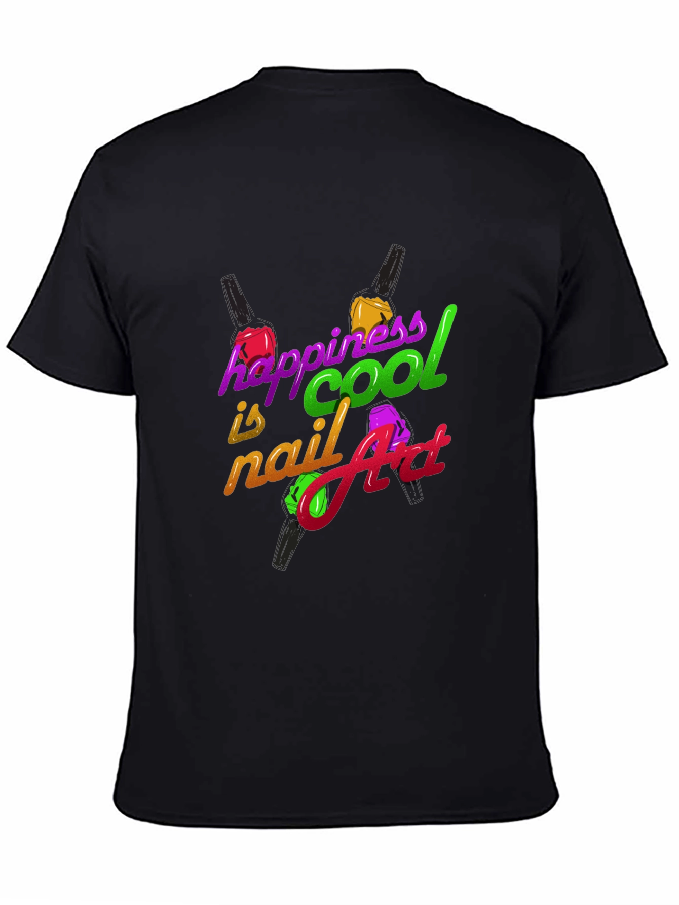 Black Happiness is Cool Nail Art T-Shirt view 4