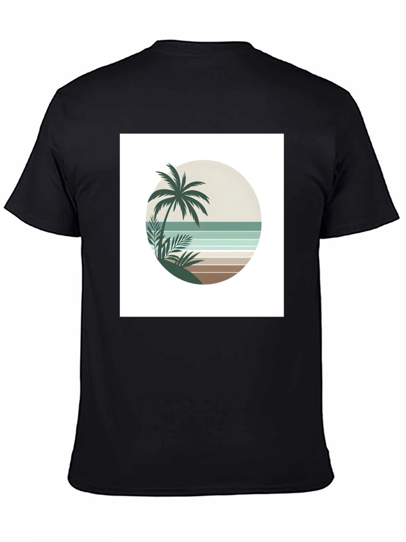Black Retro Palm Tree Beach T-Shirt view 4