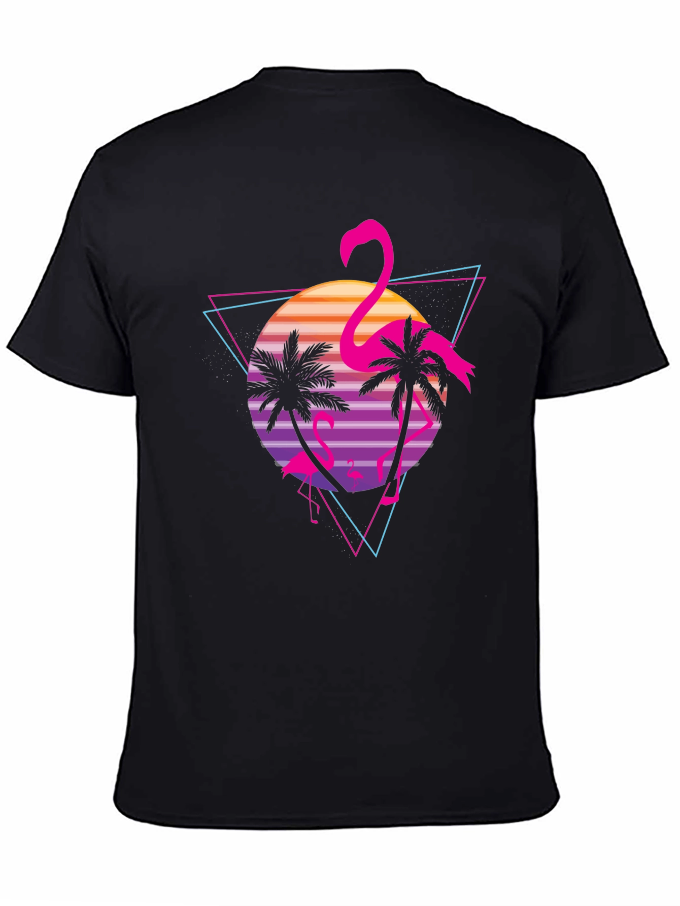 Black Retro Flamingo Sunset Graphic Tee view 4