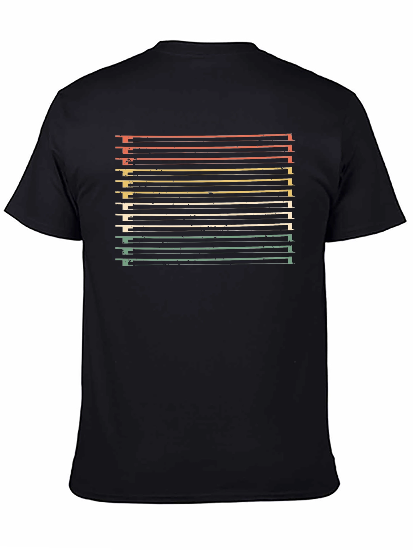 Black Retro Striped Graphic Tee - Vintage Inspired Black T-Shirt view 4