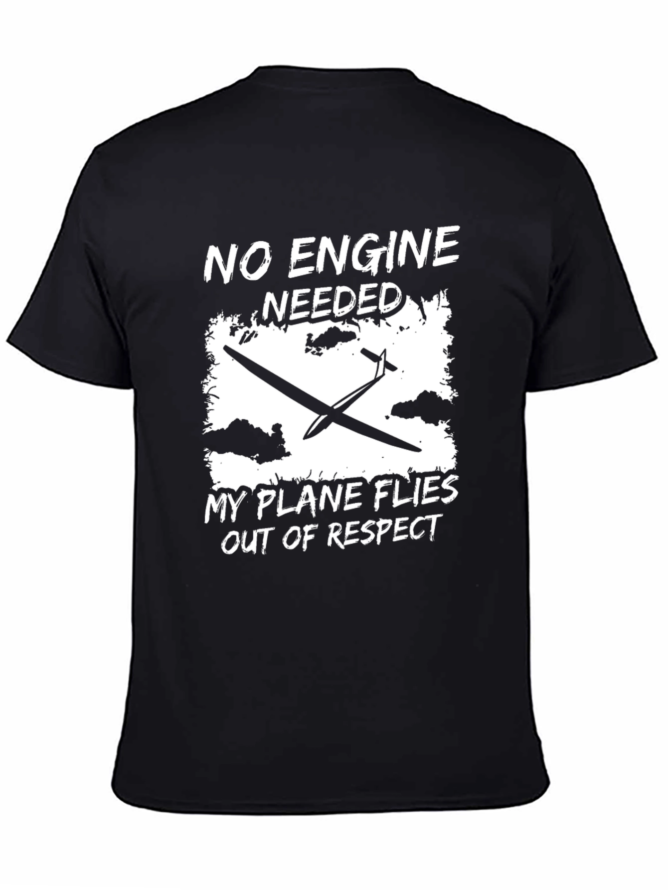 Black No Engine Needed T-Shirt, Glider Plane Design view 4