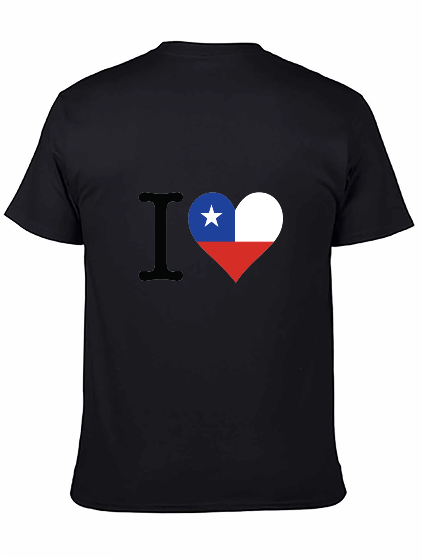 I Love Chile Heart Flag Black T-Shirt - 4