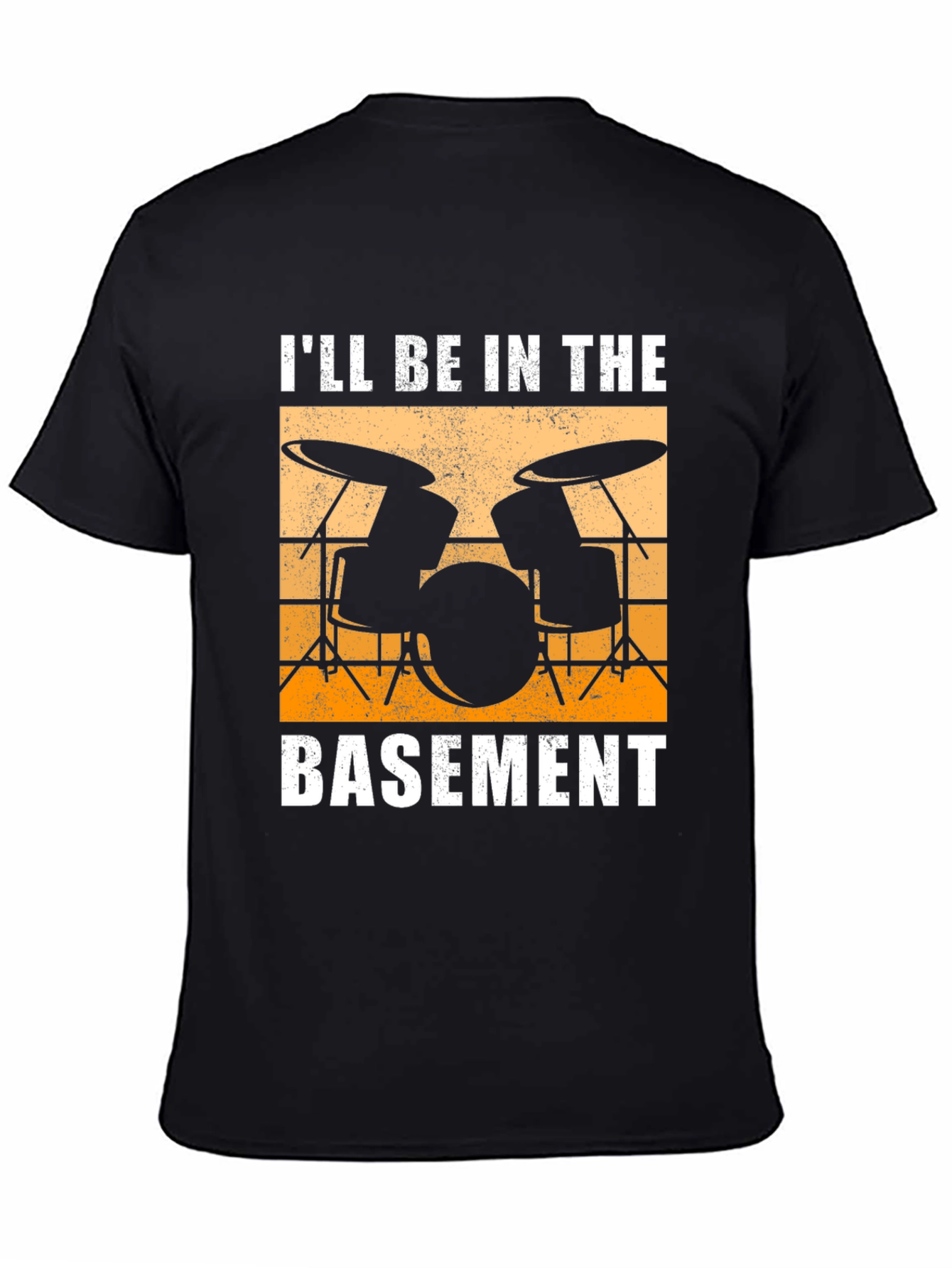 Black I'll Be In The Basement Drum Set T-Shirt view 4