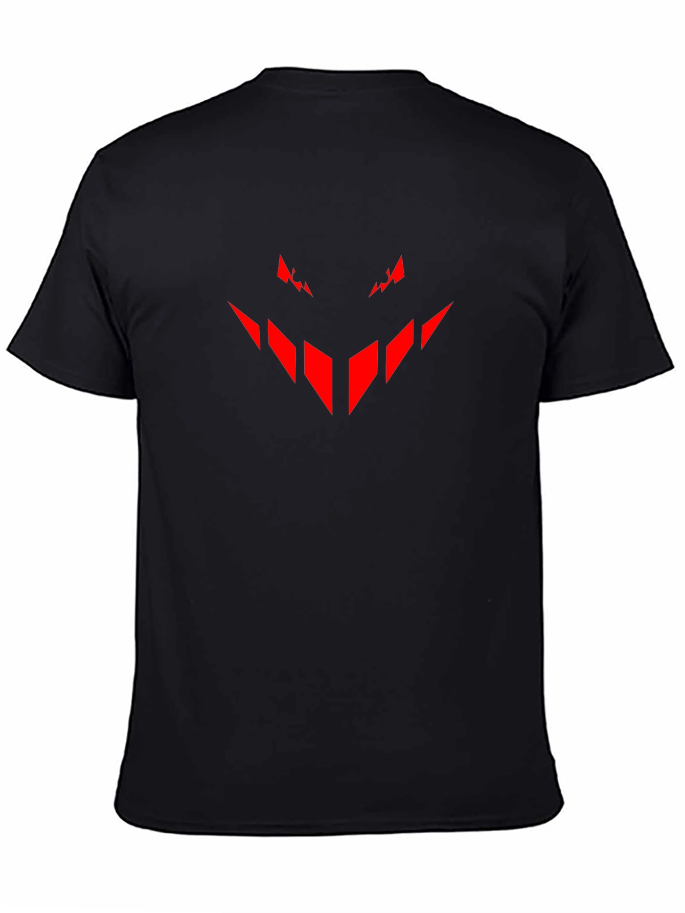 Black Men's Black T-shirt with Red Geometric Design view 4