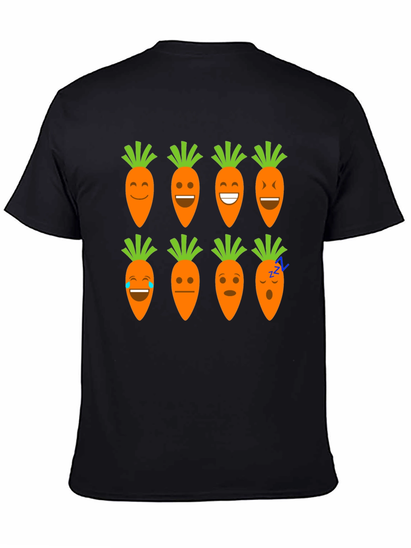 Black Funny Carrot Emoji Graphic Black T-Shirt view 4