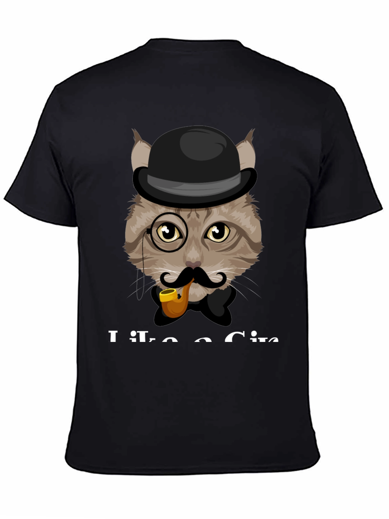 Black Cat Gentleman T-Shirt - Sophisticated Feline Design view 4