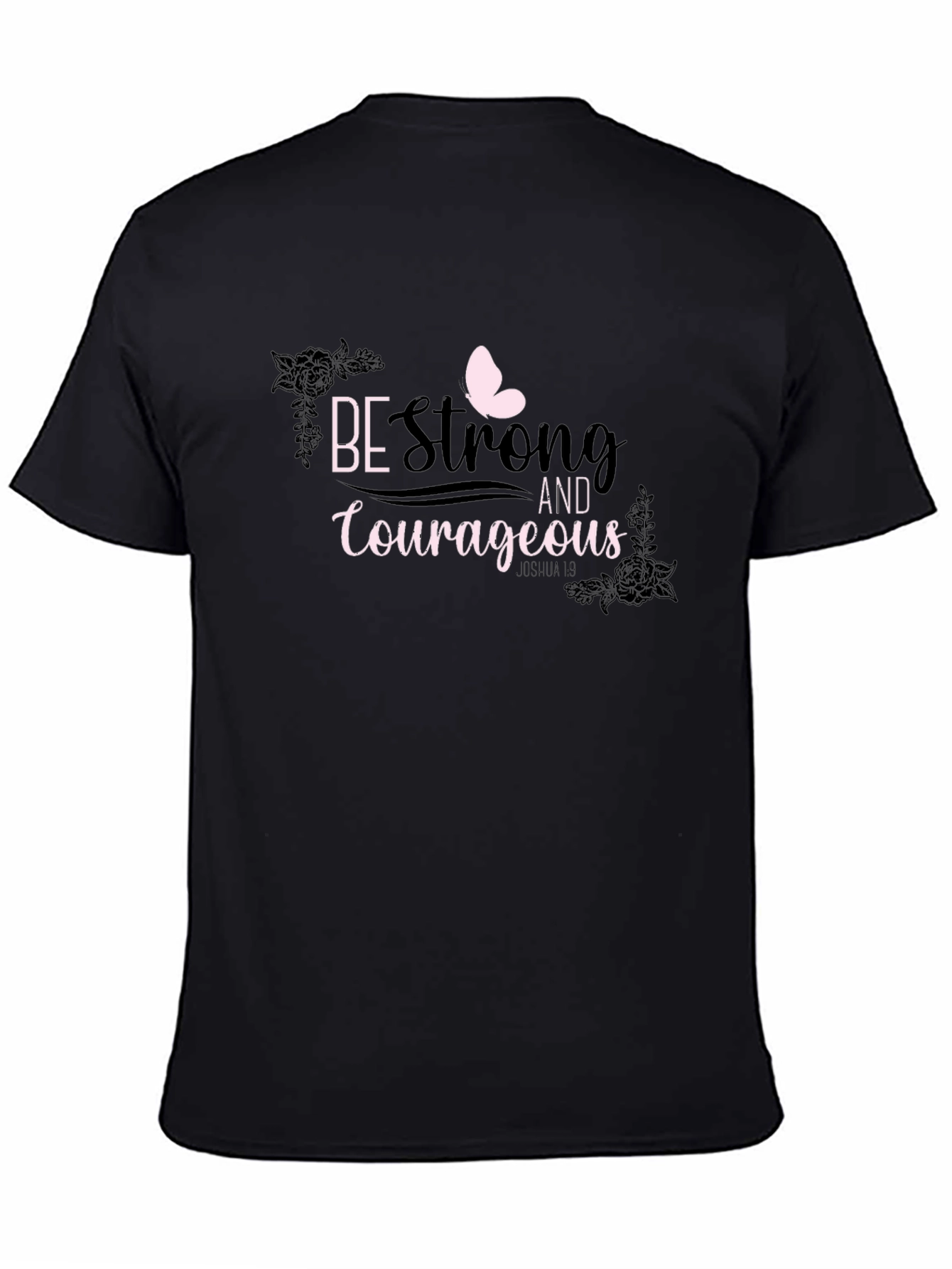 Black Be Strong and Courageous Graphic Tee view 4