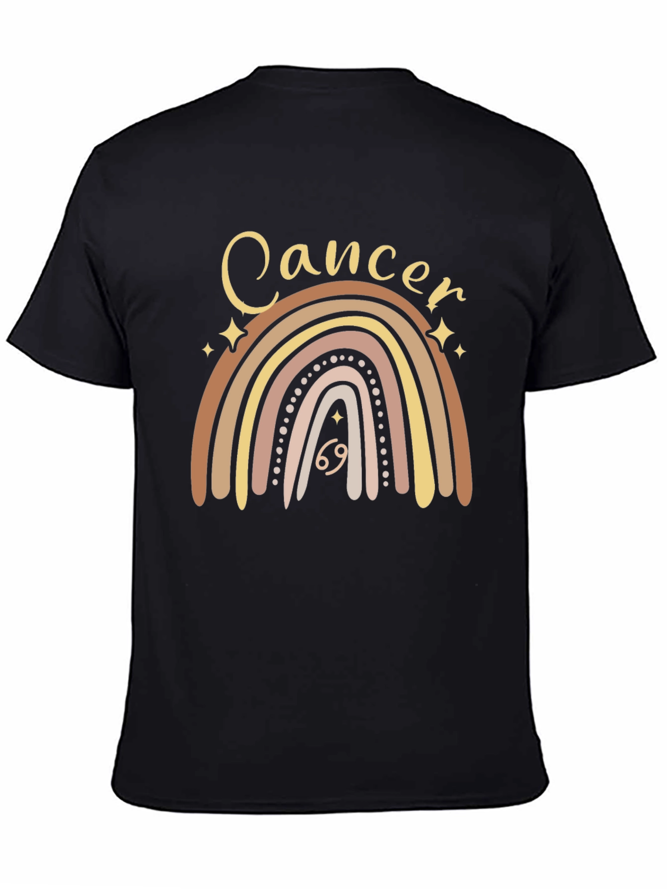 Black Cancer Zodiac Rainbow Graphic Tee view 4
