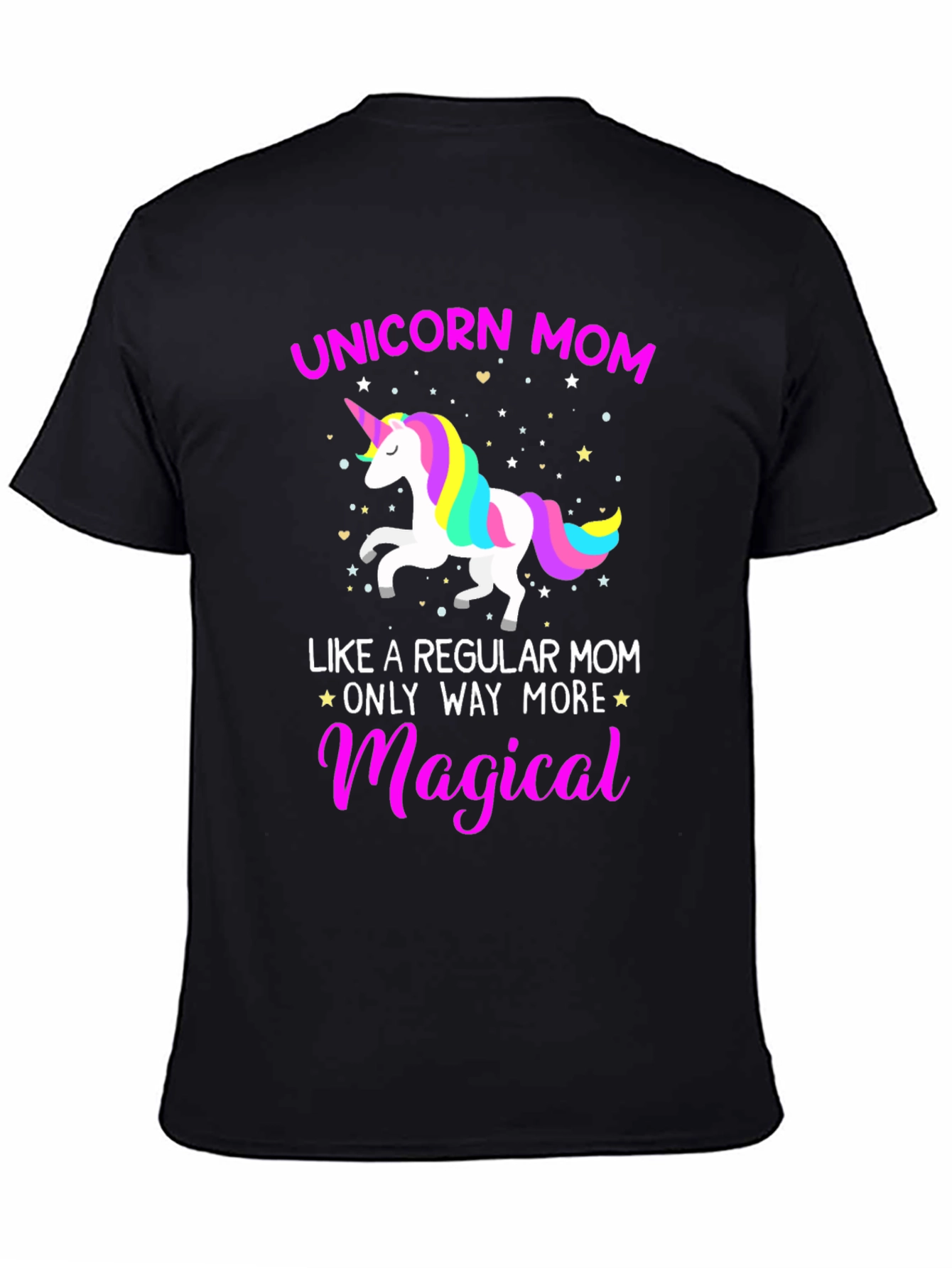 Black Unicorn Mom Magical Graphic Tee view 4