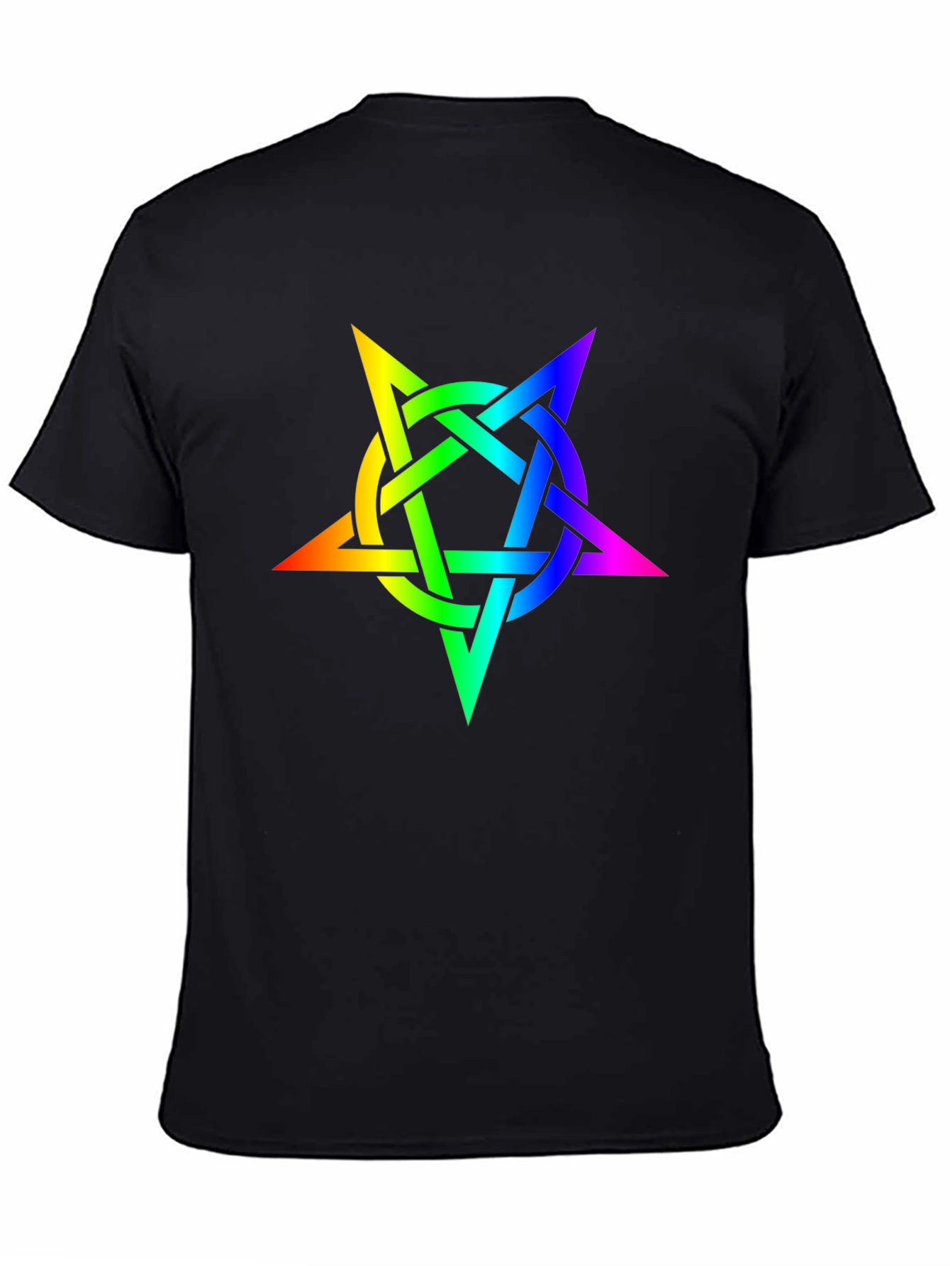 Black Rainbow Pentagram Black T-Shirt view 4