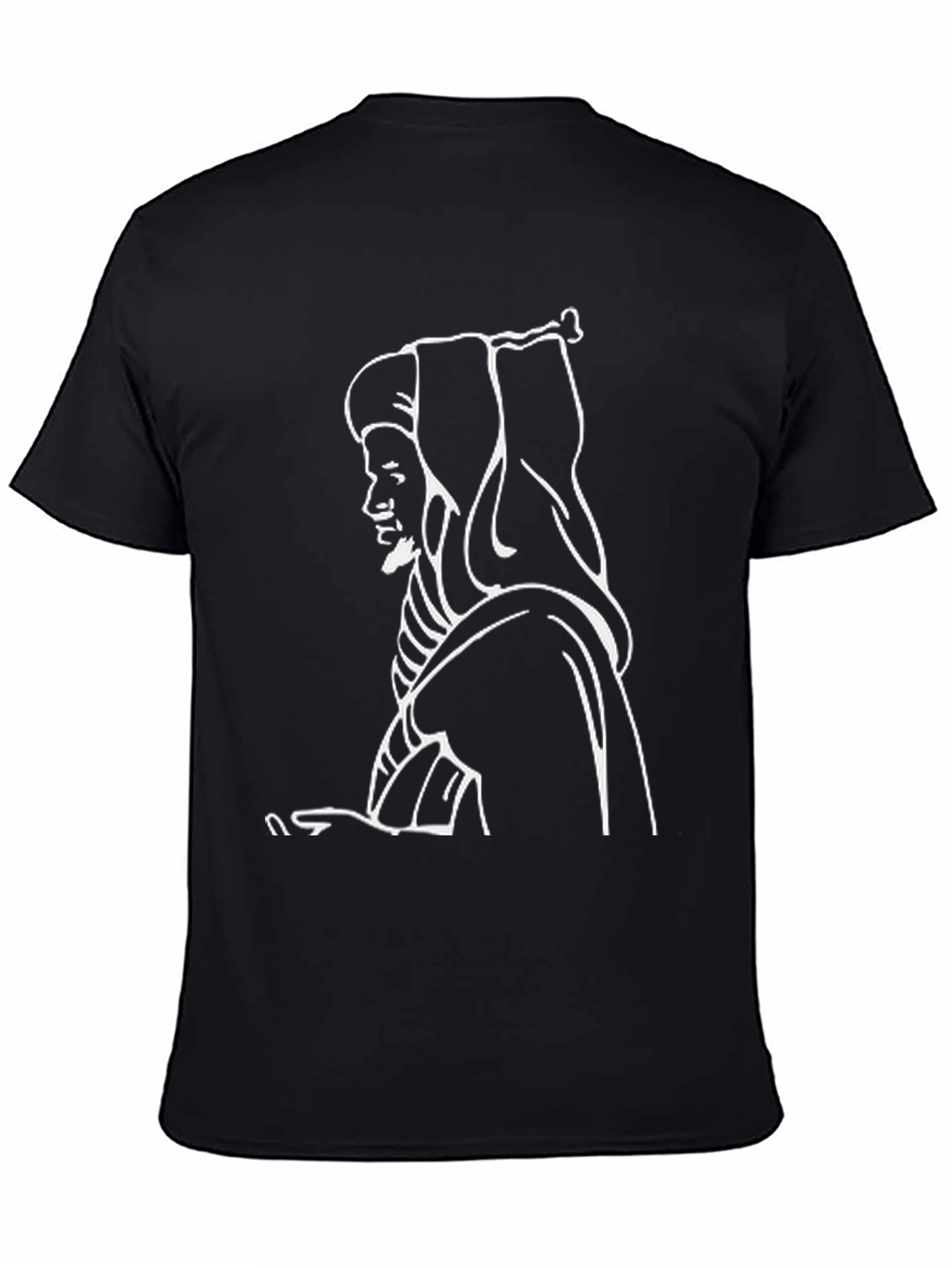 Black Black T-Shirt with White Outline Design view 4
