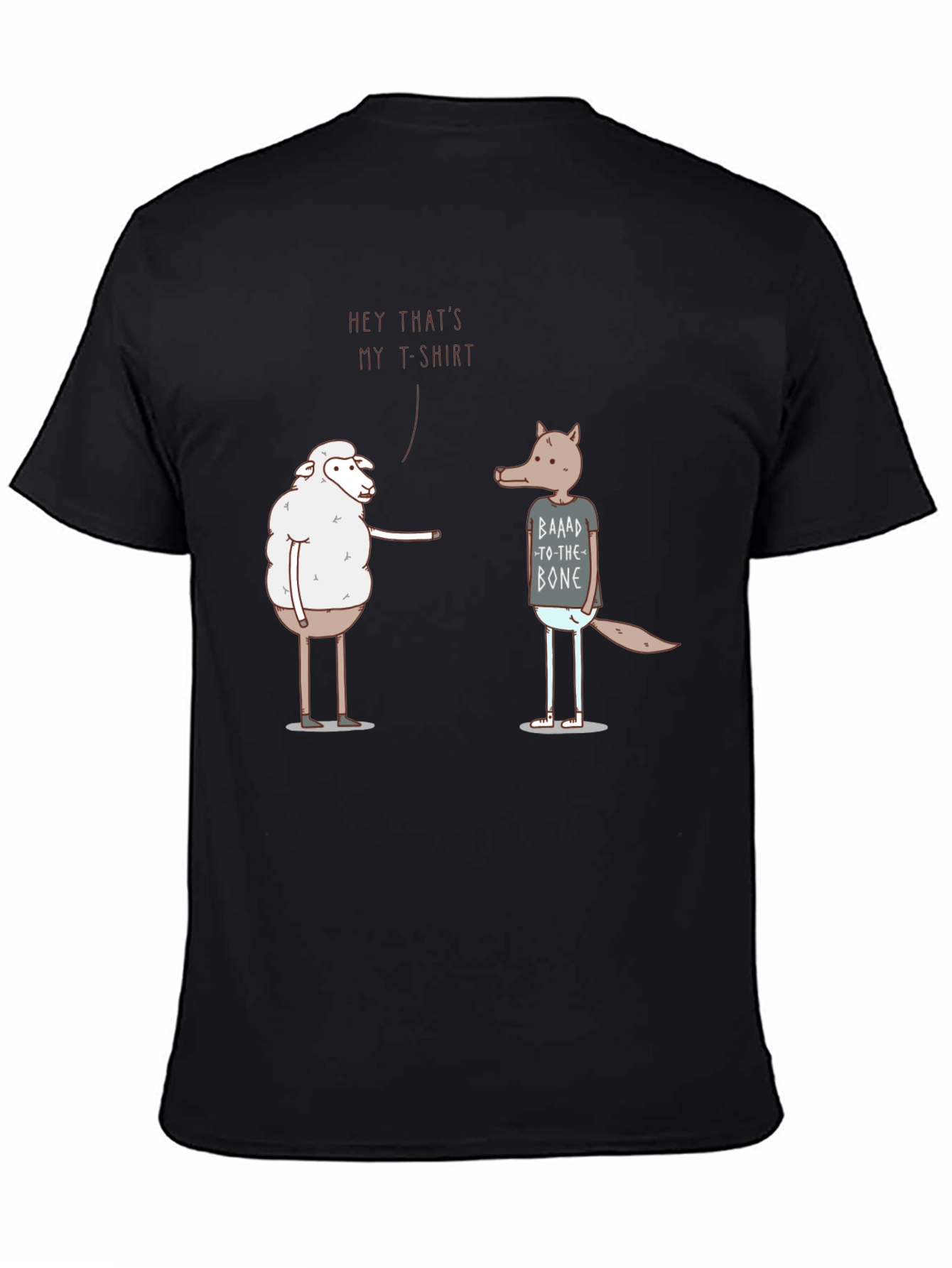 Black Funny Sheep & Wolf Graphic T-Shirt - Hey That's My T-Shirt! view 4