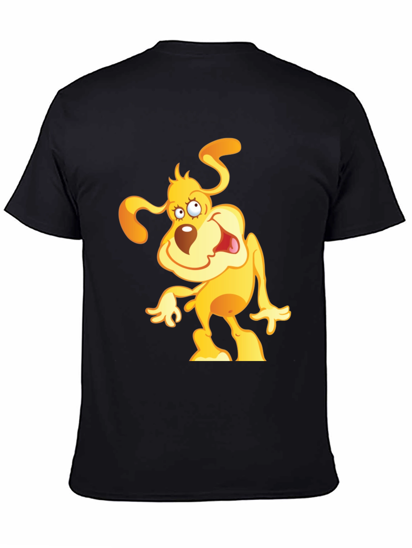 Black Cartoon Dog Graphic Tee - Black Cotton Comfort view 4