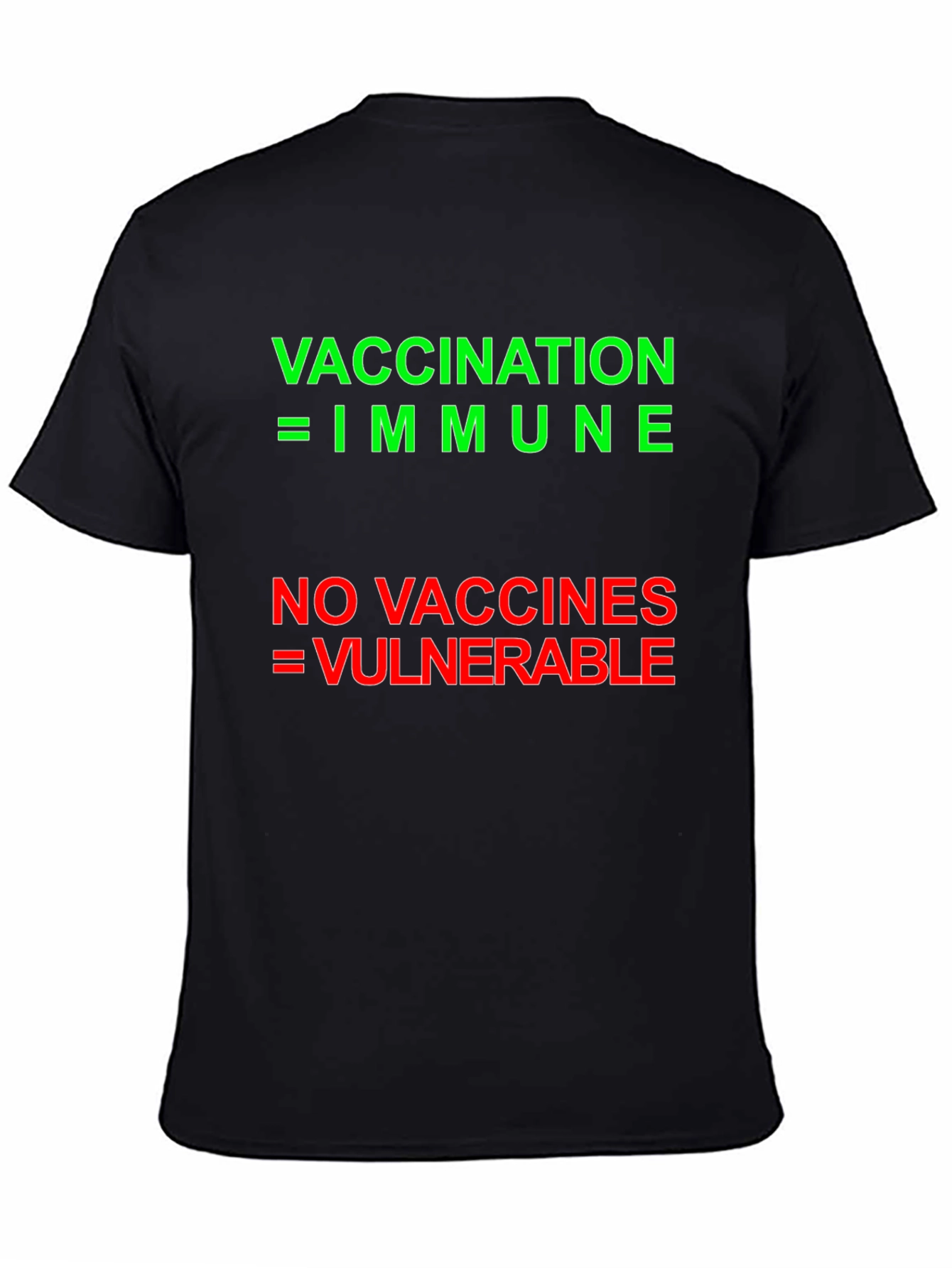 Black Vaccination Message Tee - Immune vs Vulnerable Black T-Shirt view 4