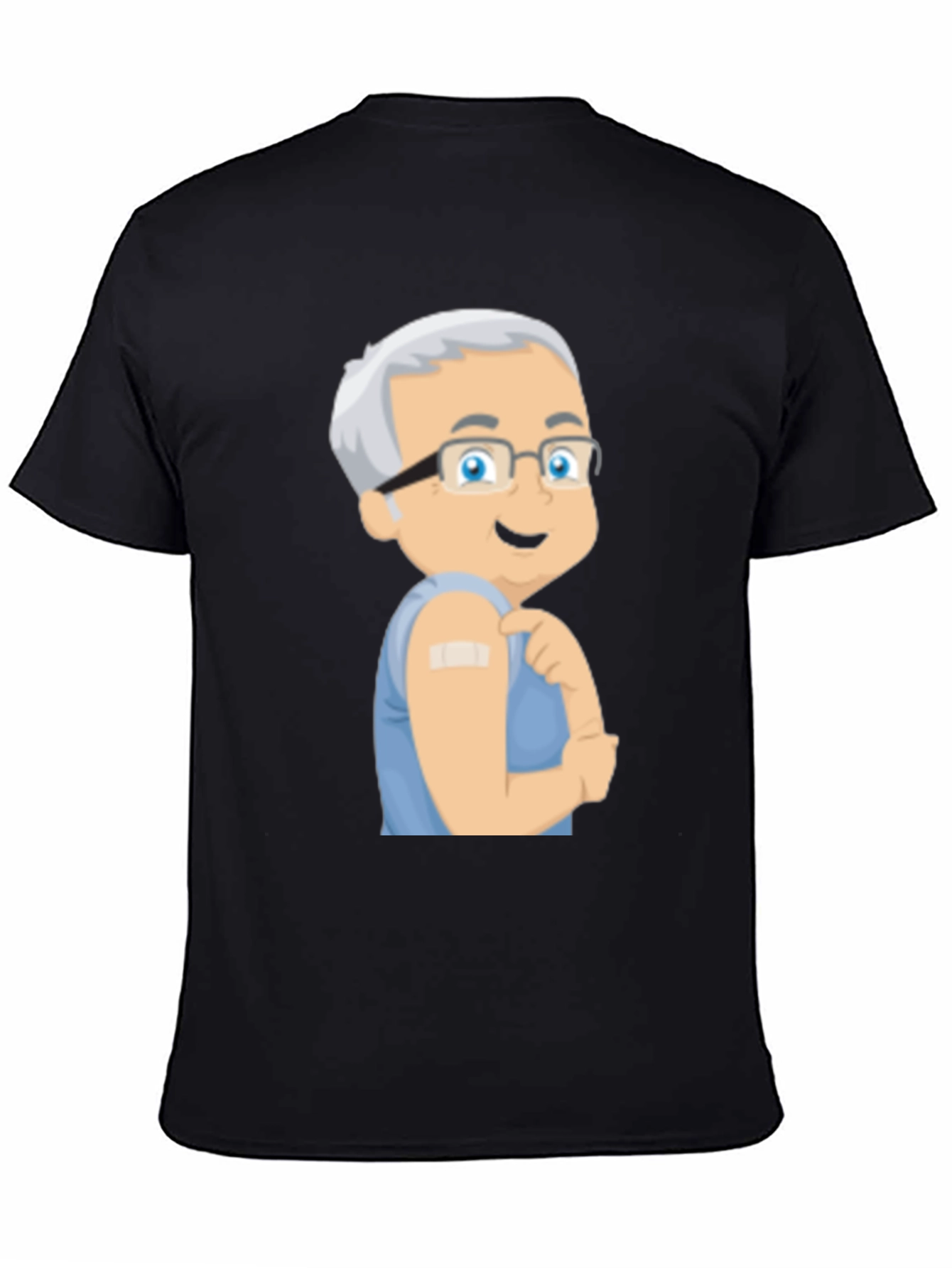 Black Vaccinated Cartoon Graphic T-Shirt view 4