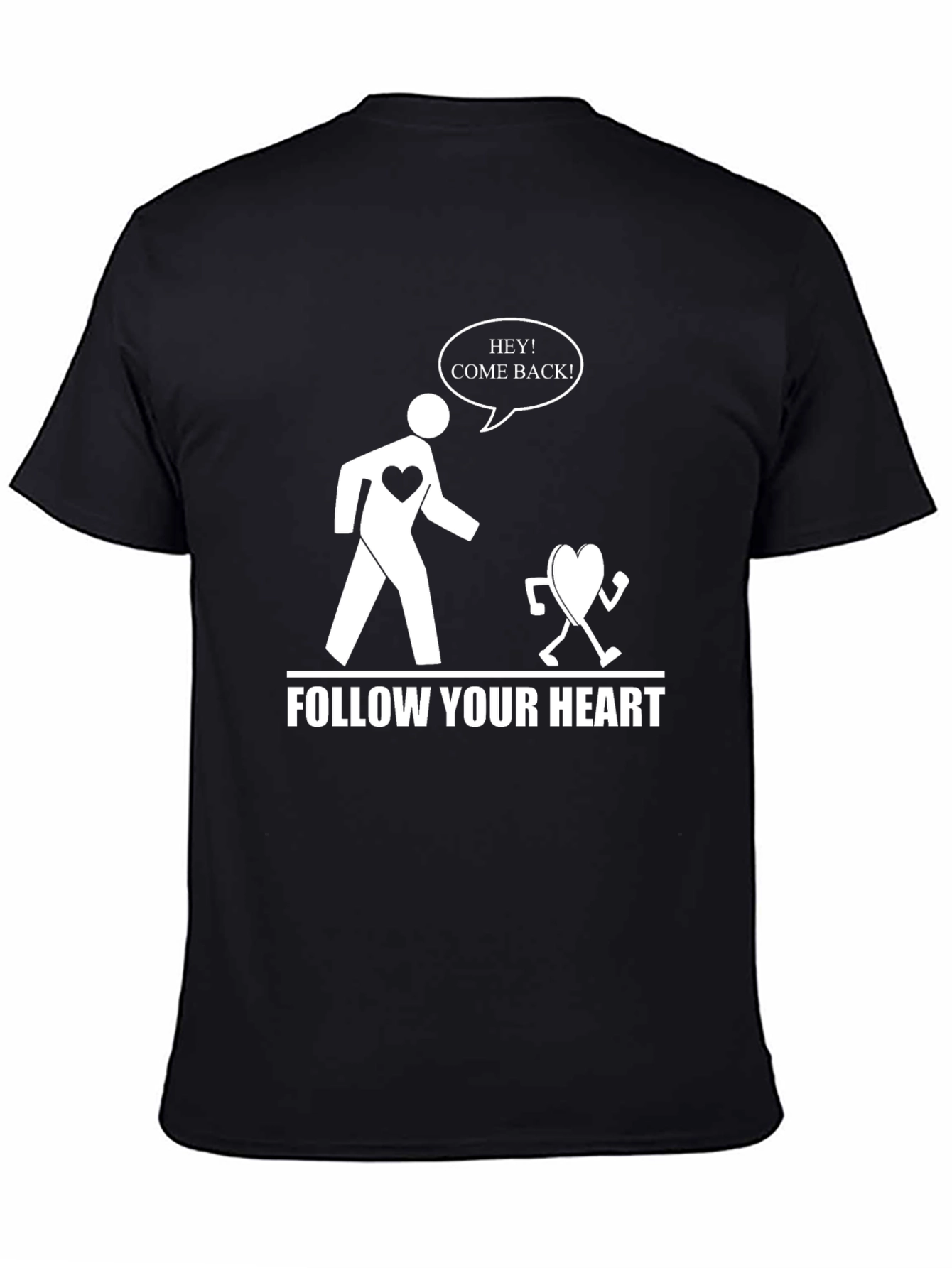 Black Follow Your Heart Funny Graphic Tee - Black view 4