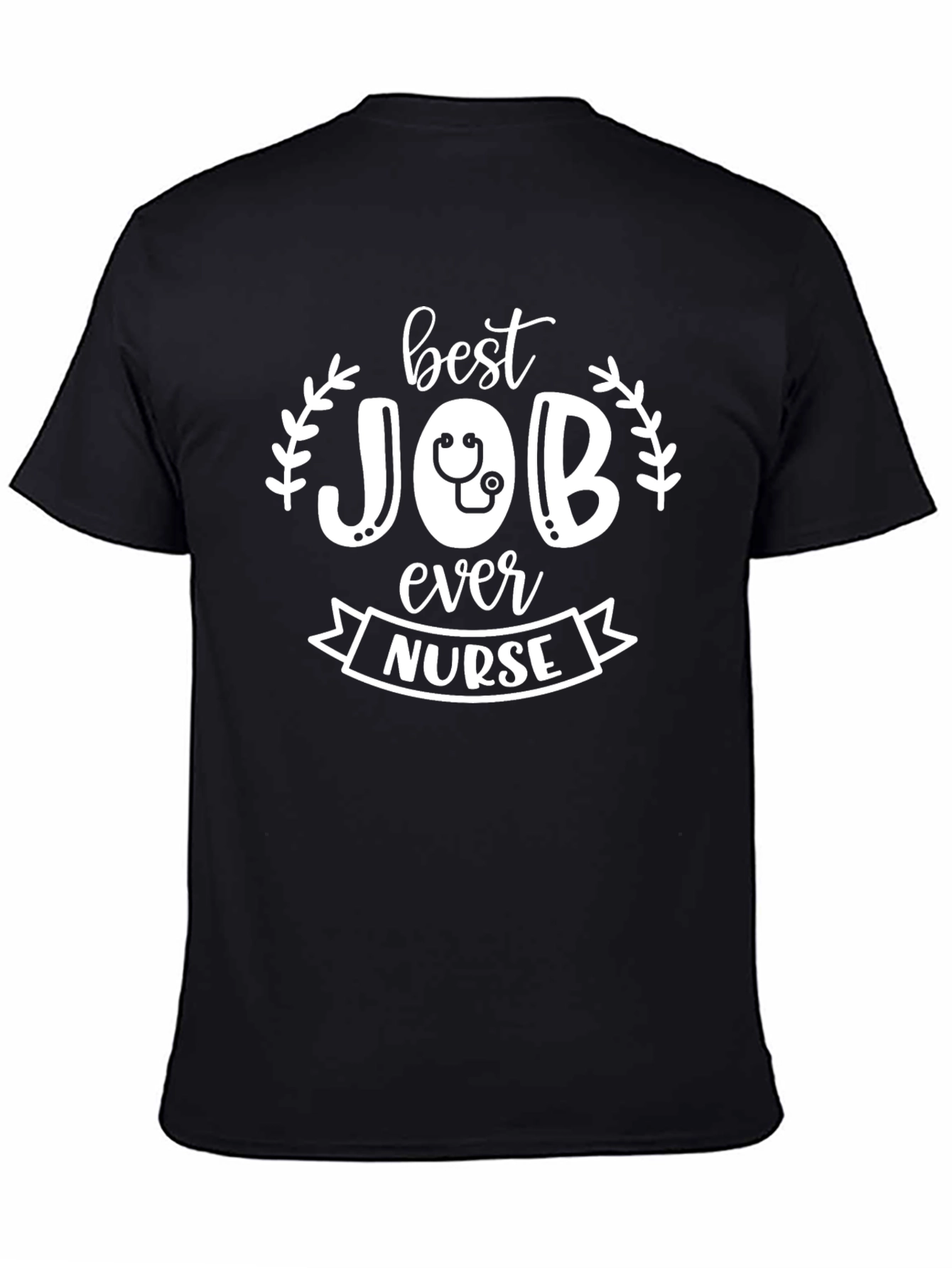 Black Best Job Ever Nurse T-Shirt - Black Cotton view 4