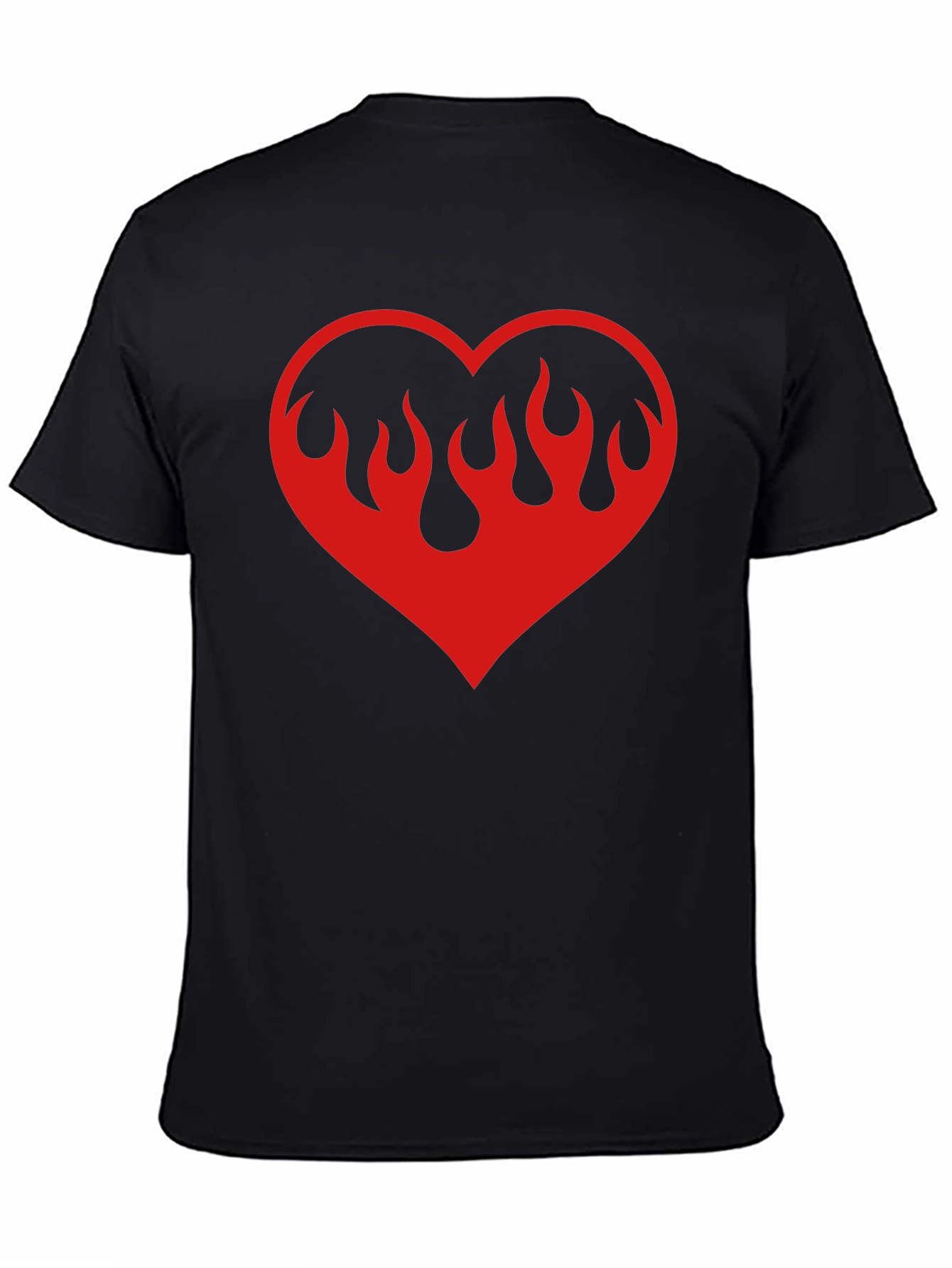 Black Flaming Heart Graphic Tee - Black Cotton Blend view 4