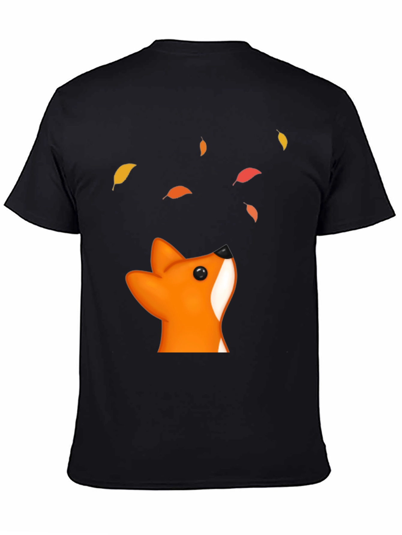 Black Fox & Falling Leaves Graphic T-Shirt - Black view 4