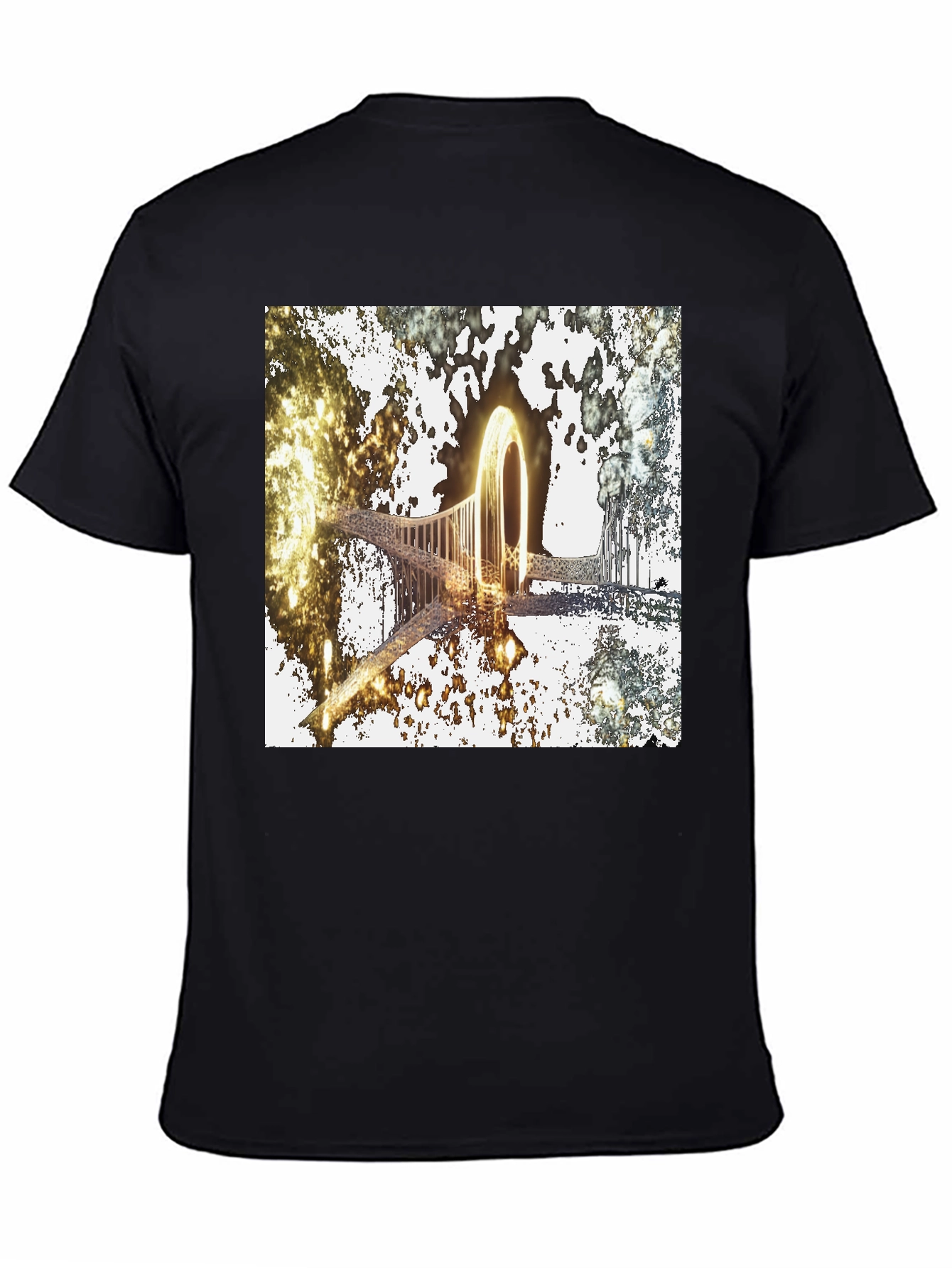 Black Abstract Glowing Portal Graphic Tee - Modern Streetwear view 4