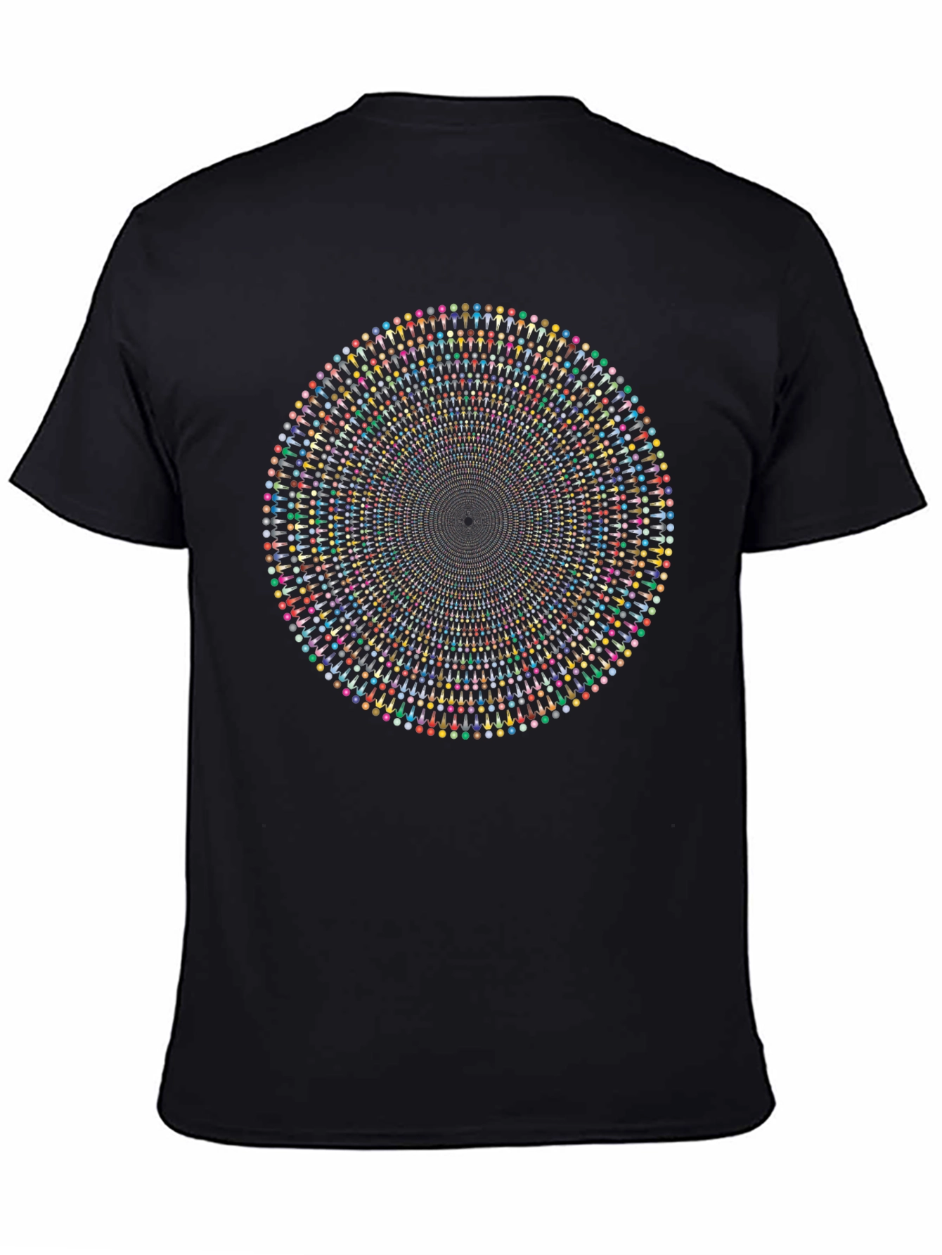 Black Circle of People T-Shirt - Optical Illusion view 4