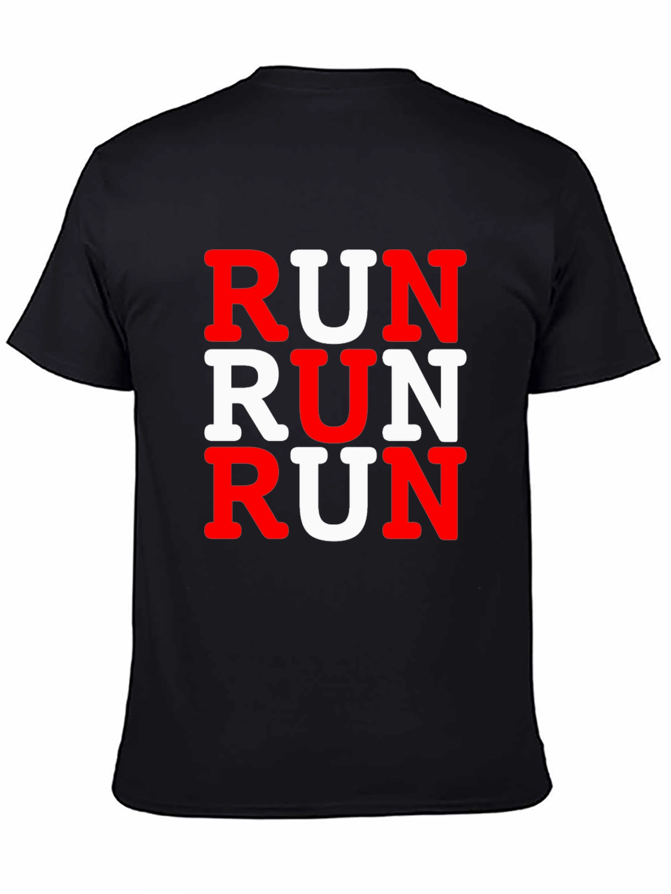 Black Run Graphic Print Men's Black T-Shirt view 4