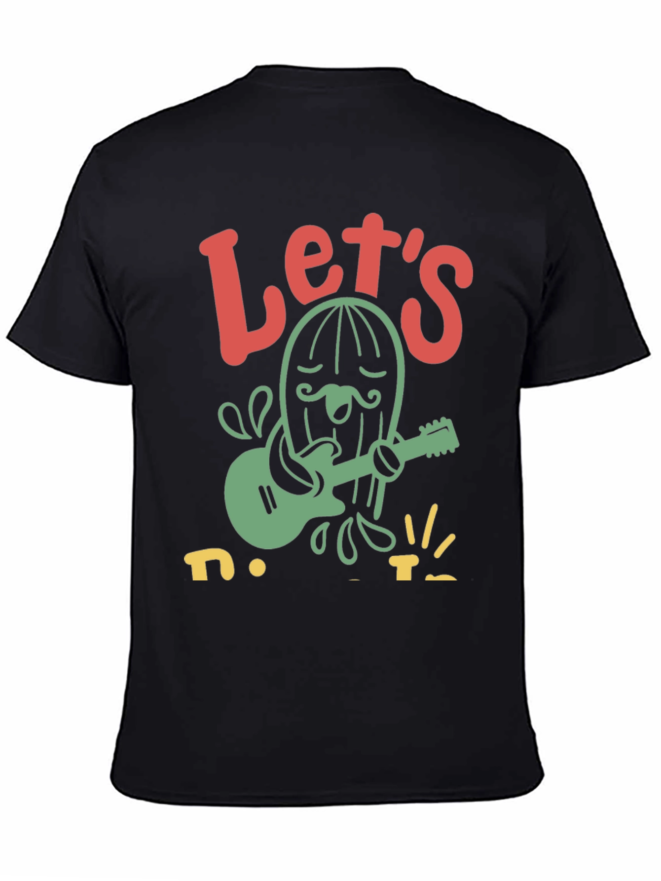 Black Let's Rock! Cactus Musician Graphic Tee view 4