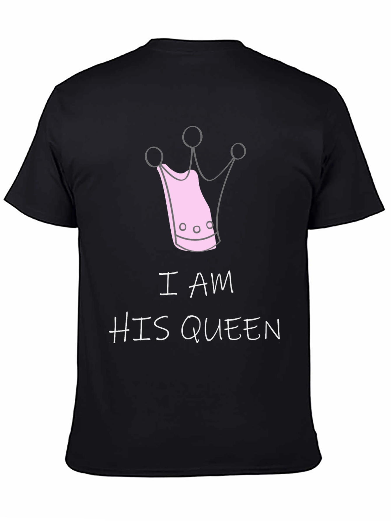 Black I Am His Queen Graphic T-Shirt - Cute Couples Tee view 4