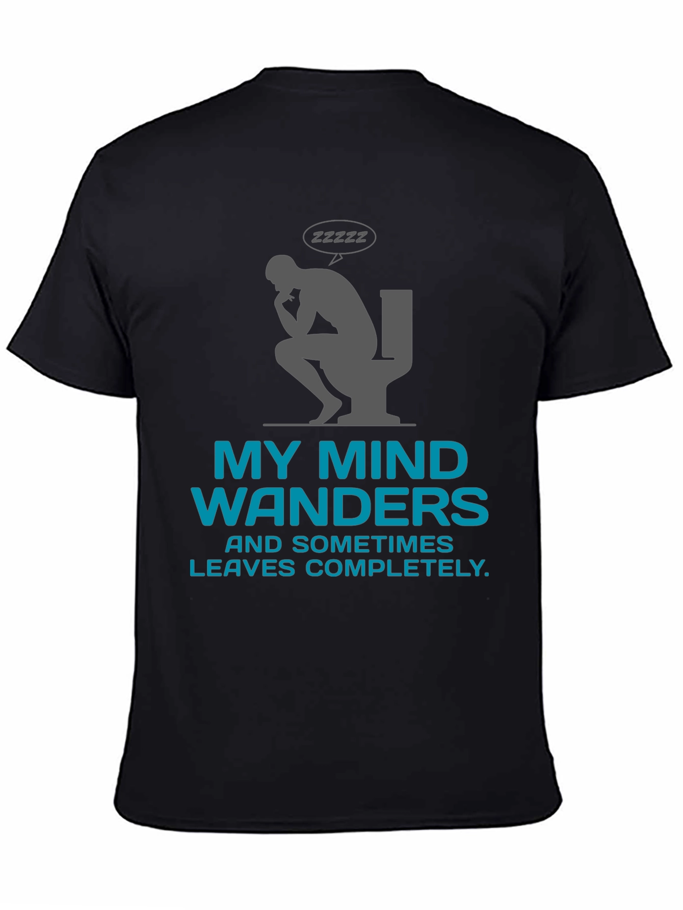 Black My Mind Wanders Funny Graphic Tee view 4