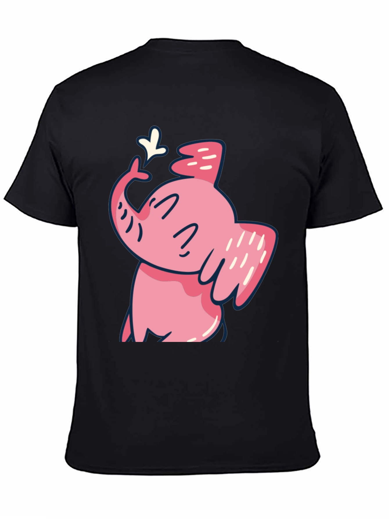 Black Cute Pink Elephant Graphic T-Shirt view 4