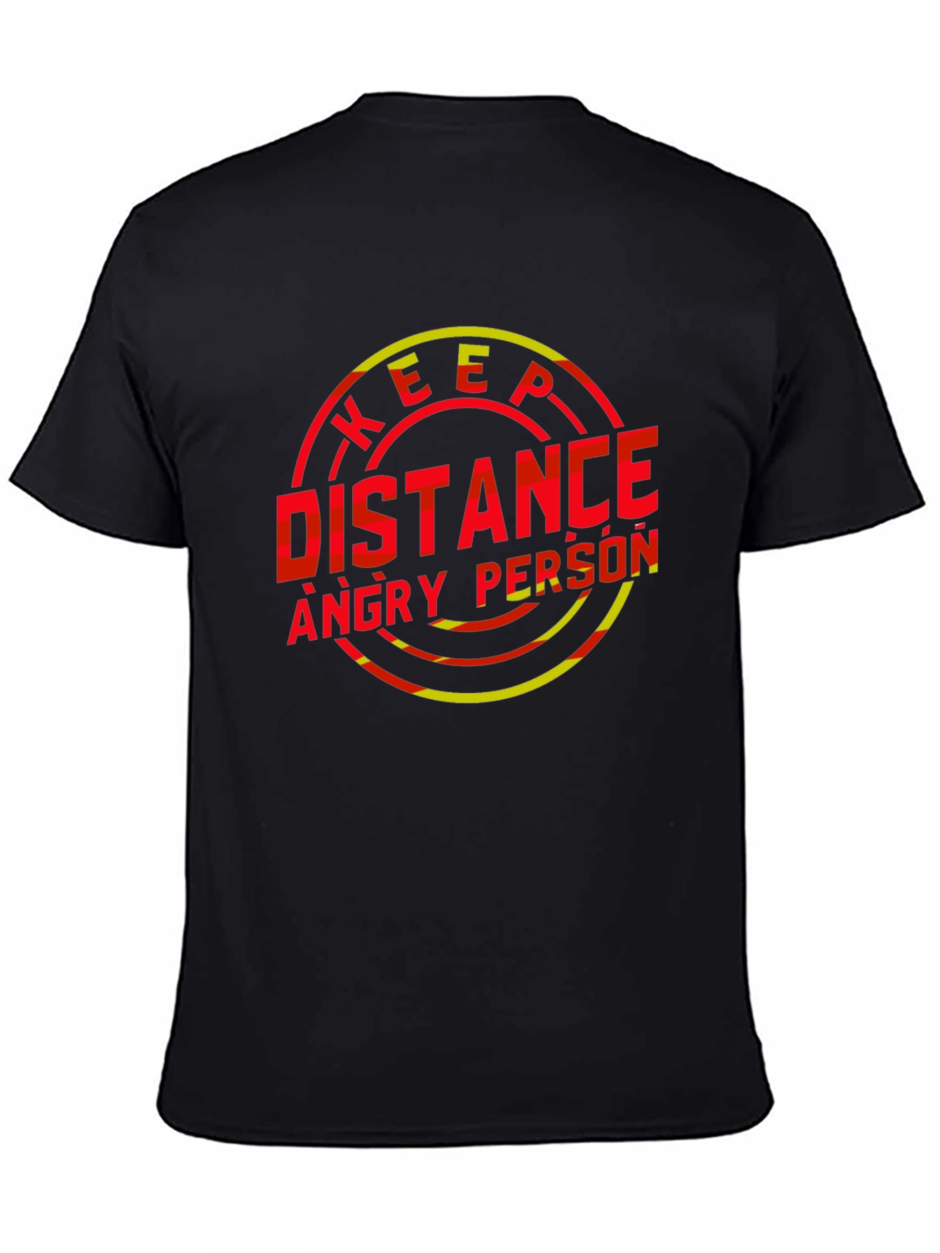 Black Keep Distance Angry Person Graphic T-Shirt view 4