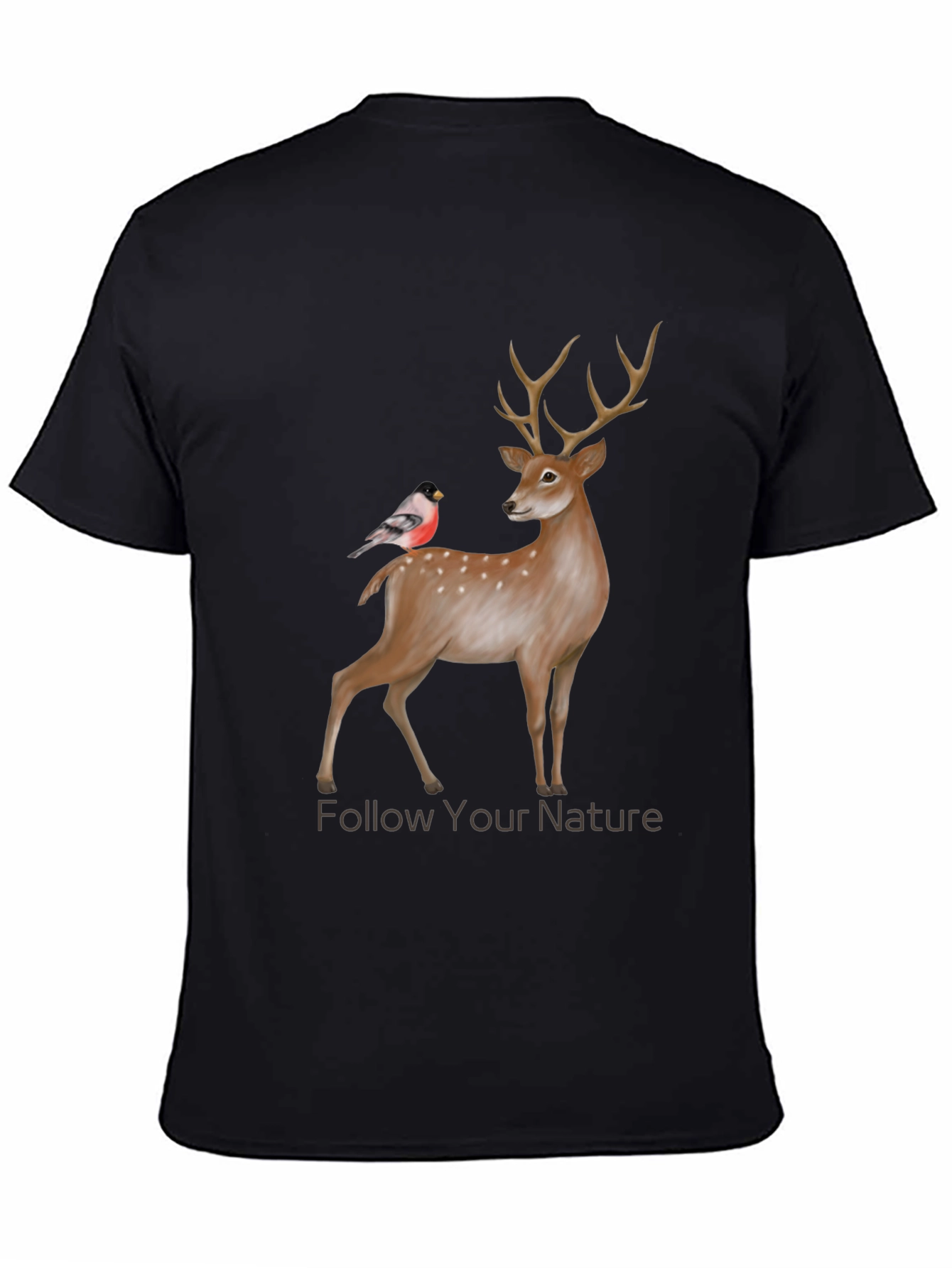 Black Nature Deer & Bird Graphic Tee view 4
