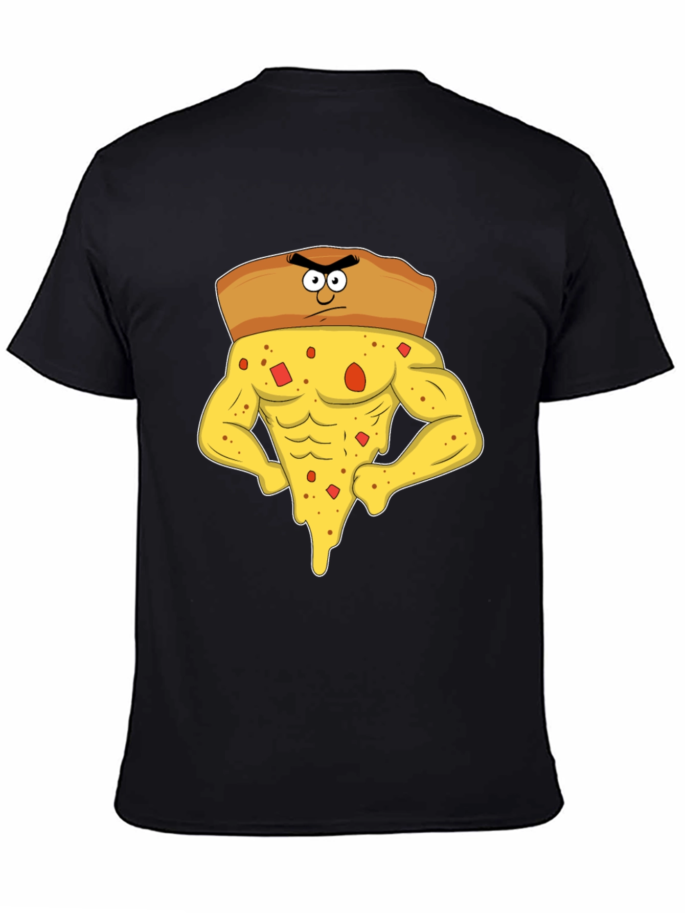 Black Muscle Slice T-Shirt - Funny Cartoon Graphic Tee view 4