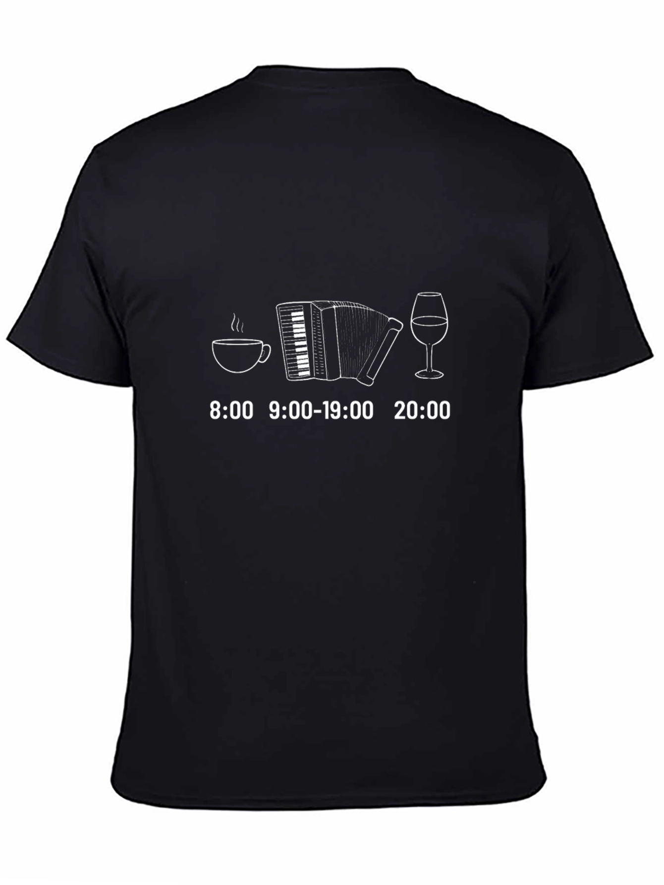 Black Accordion Coffee Wine Time T-Shirt view 4