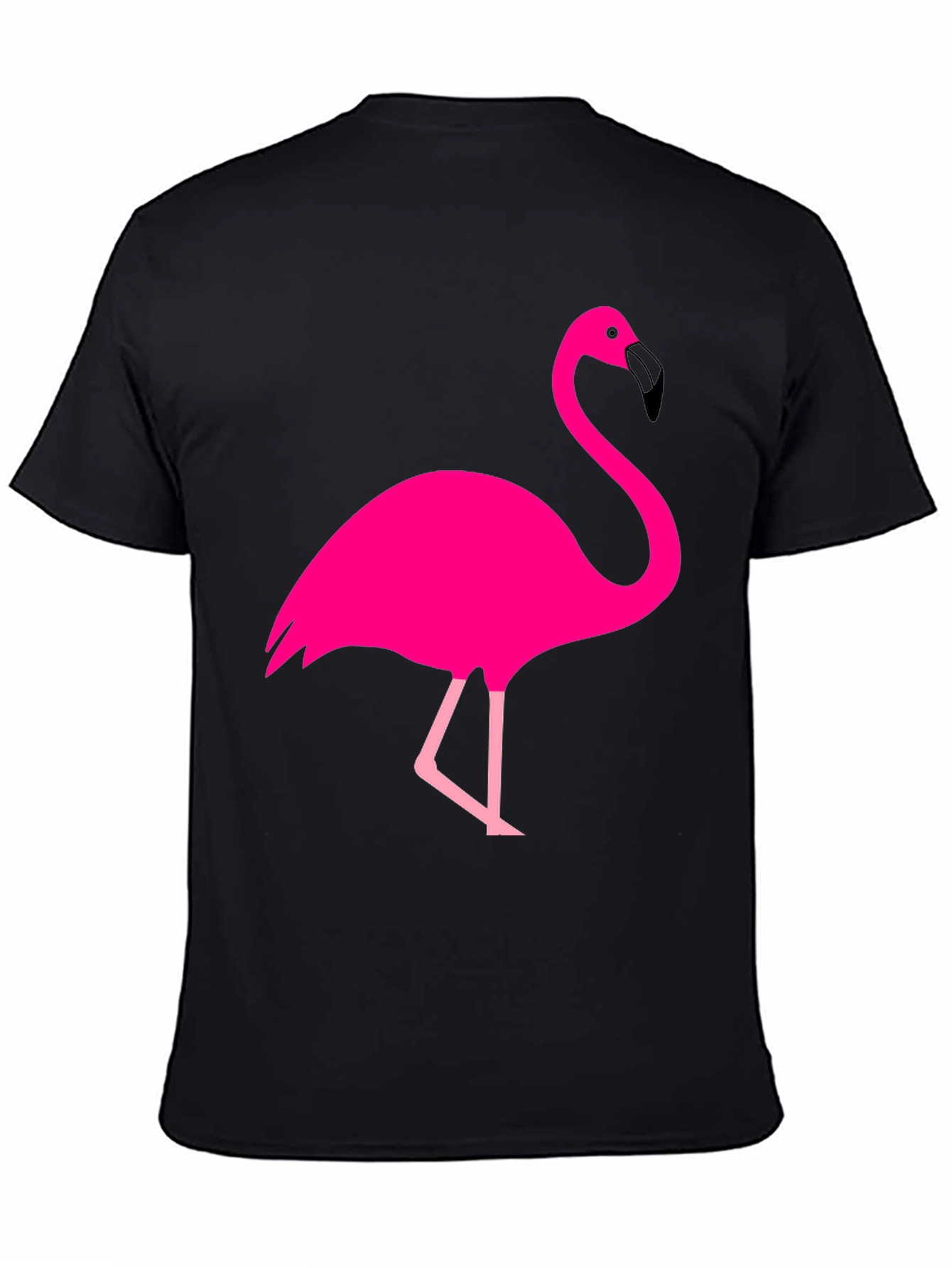 Black Fun Flamingo Graphic Tee - Black Cotton T-Shirt view 4