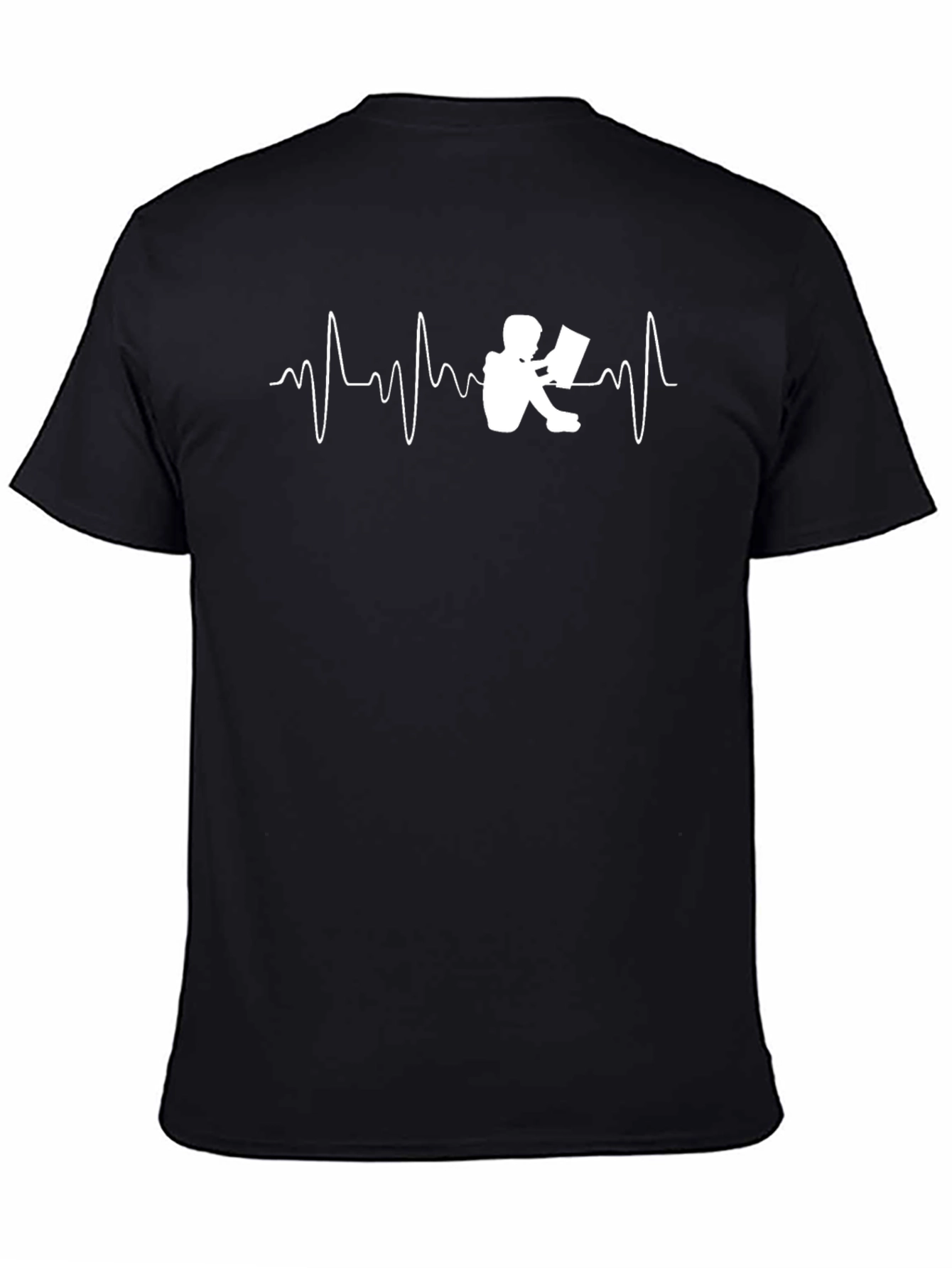 Black Reading Heartbeat Graphic T-Shirt - Black view 4