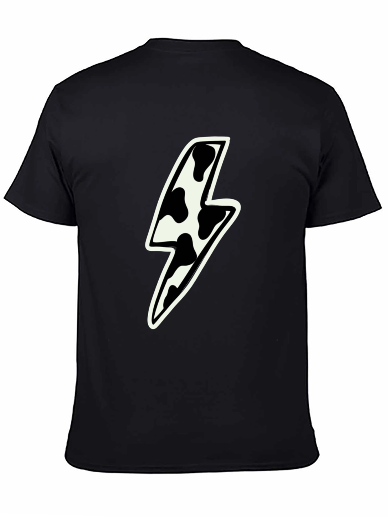 Black Cow Print Lightning Bolt Graphic Tee - Black view 4