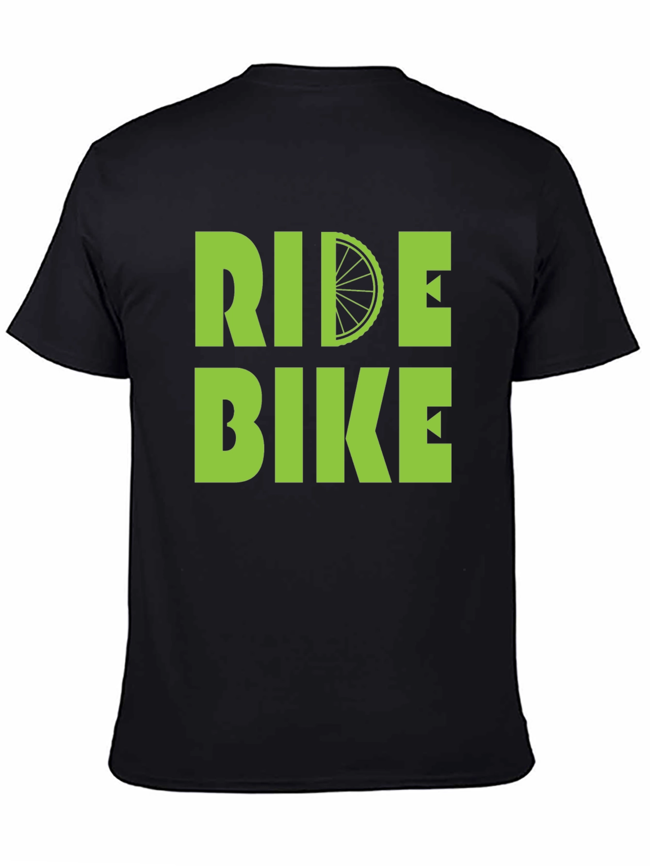 Black Ride Bike T-Shirt - Green Graphic Print view 4